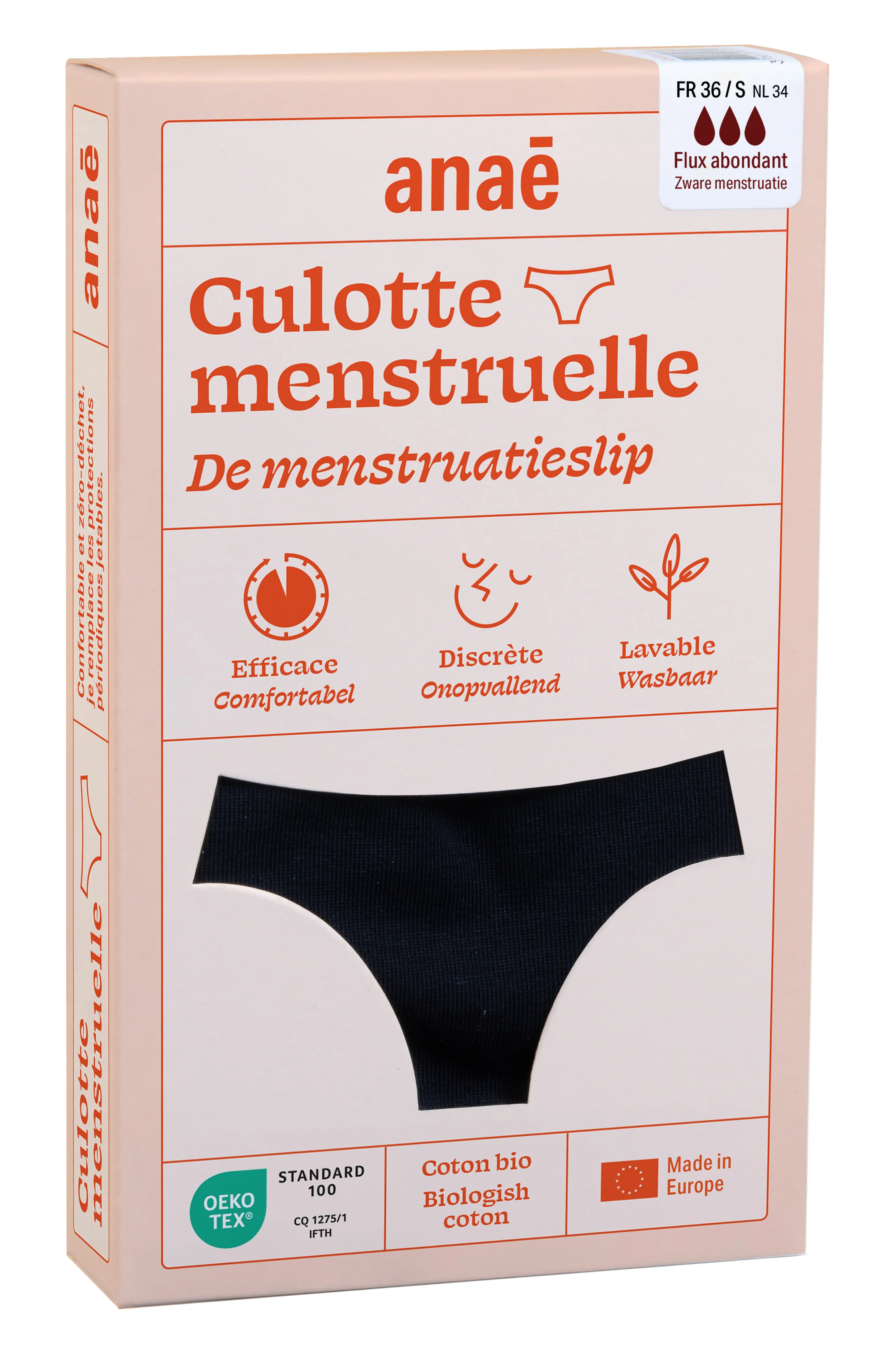 Anaé by Ecodis Menstruační kalhotky Panty na silnou menstruaci - černé - Image 3