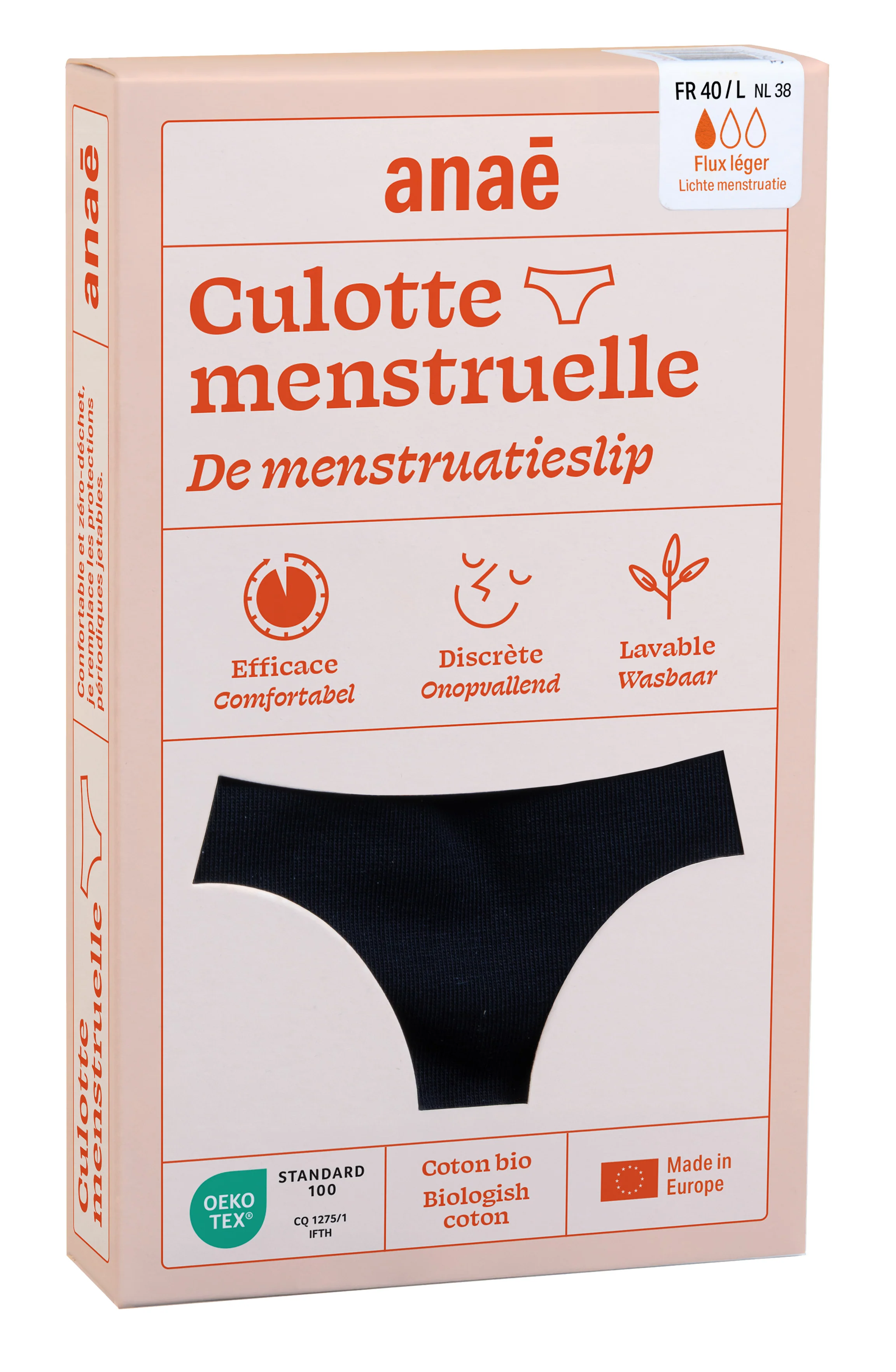 Anaé by Ecodis Menstruační kalhotky Panty na slabou menstruaci - černé - Image 3