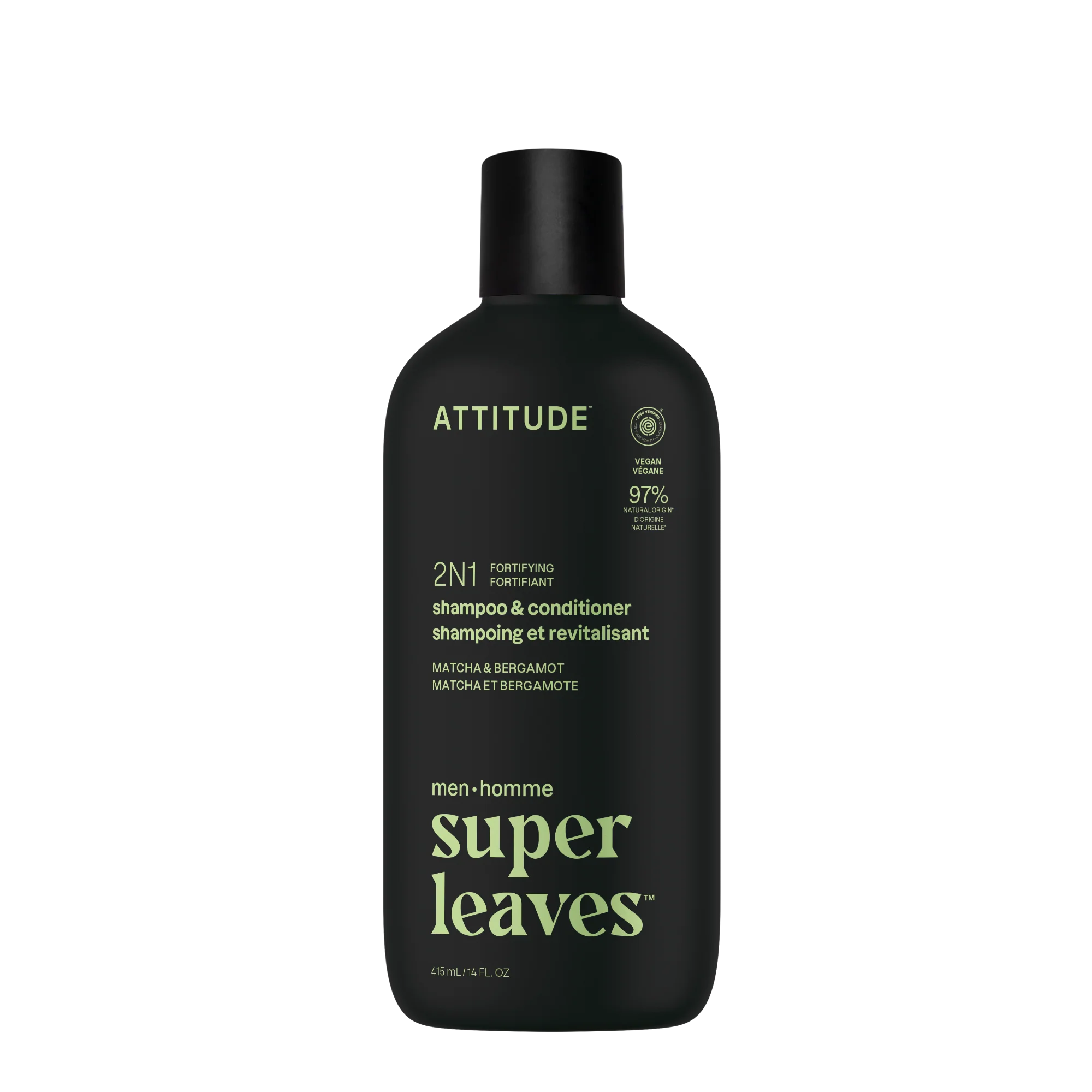 Attitude Pánský posilující šampon a kondicionér 2v1 Super Leaves - Matcha & Bergamot (415 ml)
