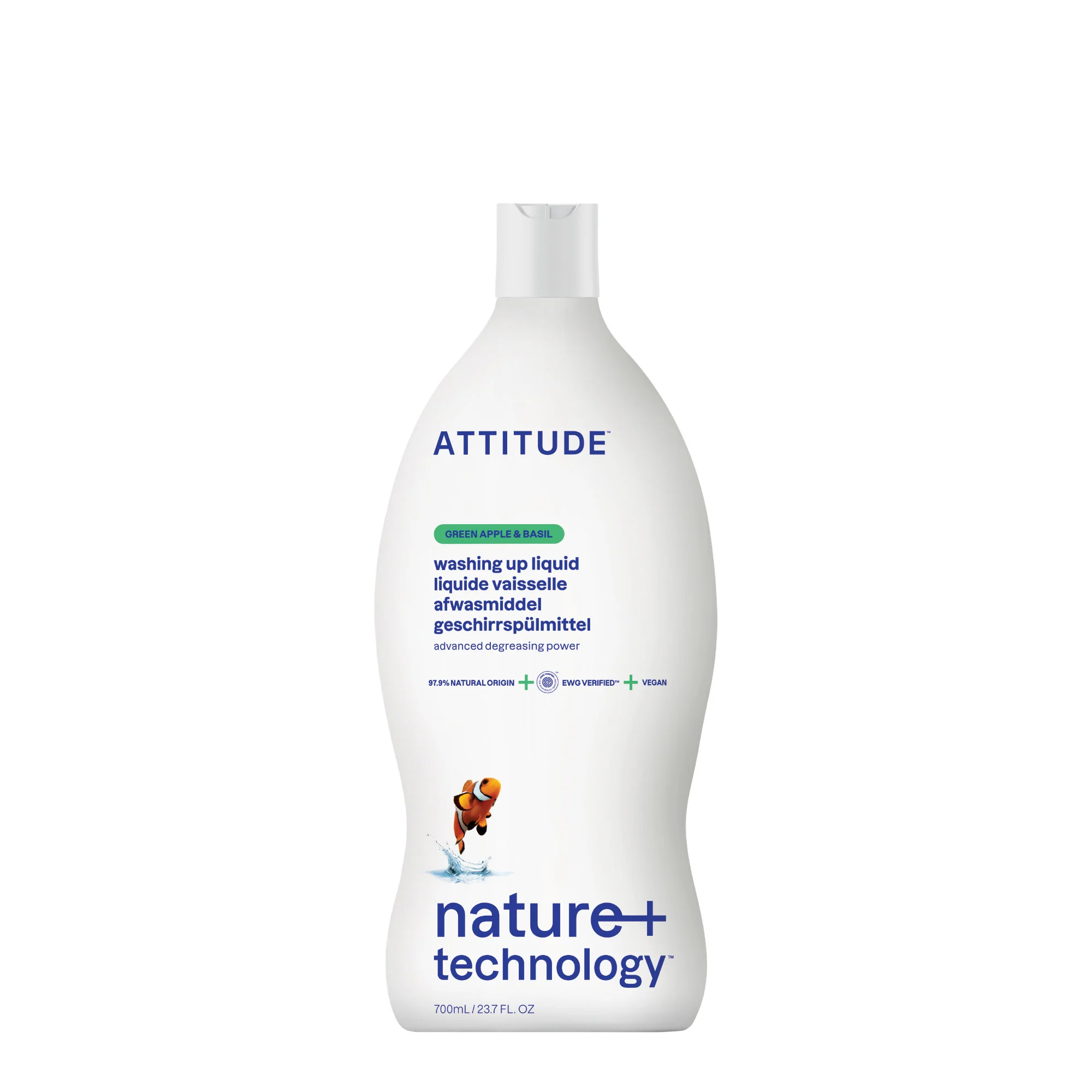 Attitude Prostředek na mytí nádobí s vůní zeleného jablka a bazalky (700 ml)