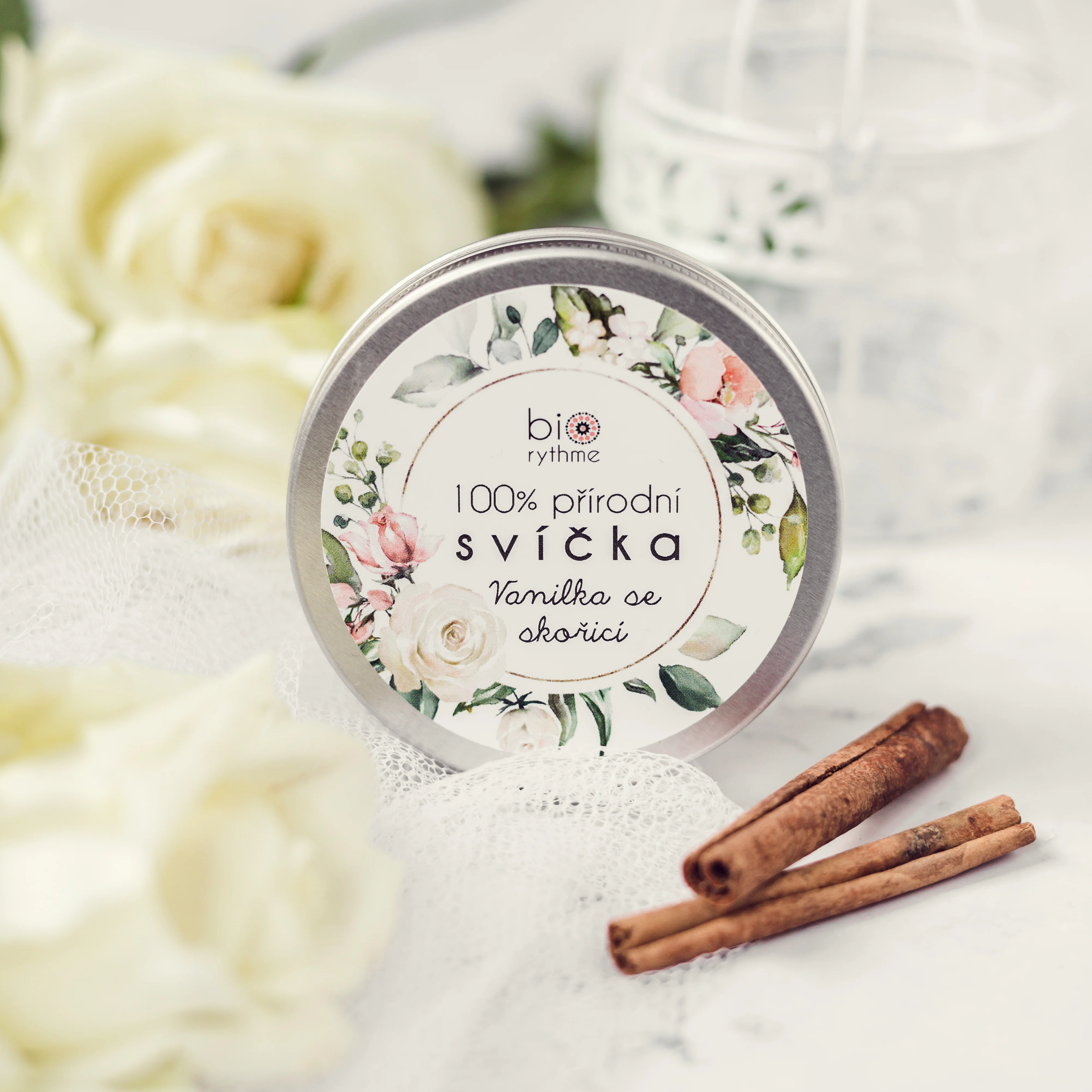 Biorythme Extravagantně přírodní svíčka - Vanilka se skořicí (70 g) - Image 3
