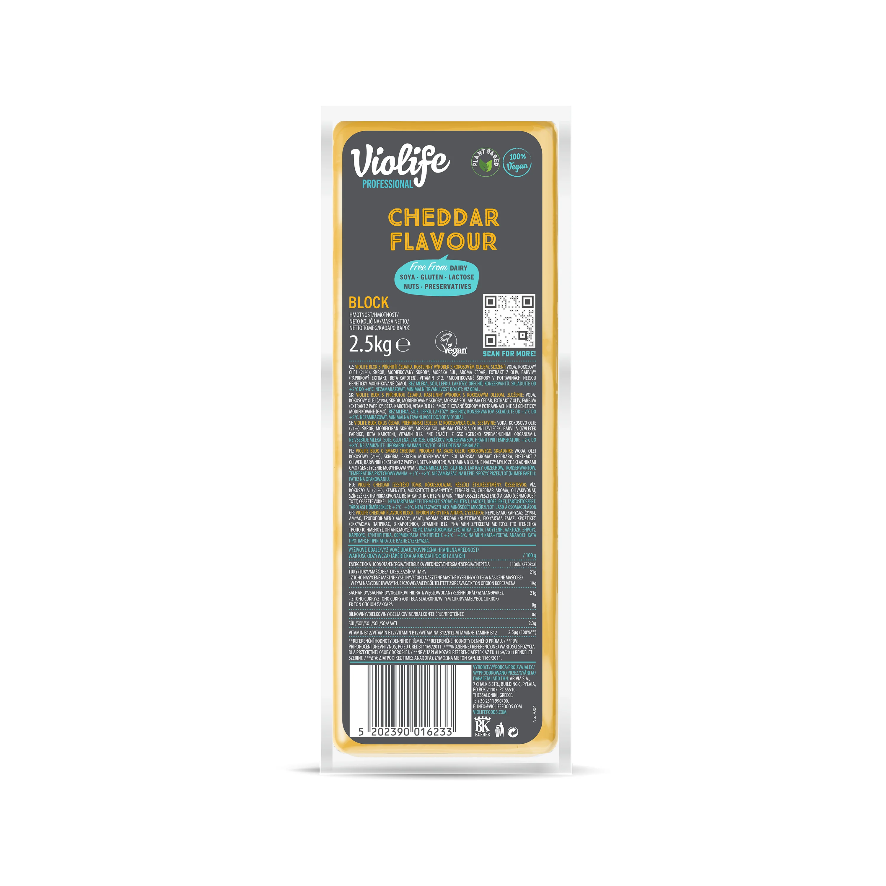 Blok s příchutí cheddar 2,5 kg   VIOLIFE