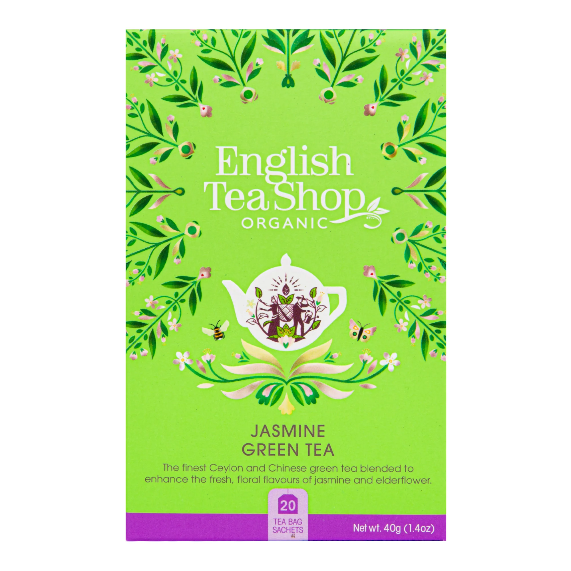 English Tea Shop Čaj Zelený s jasmínem a květem bezu BIO - nálev. sáčky (20 x 2 g)