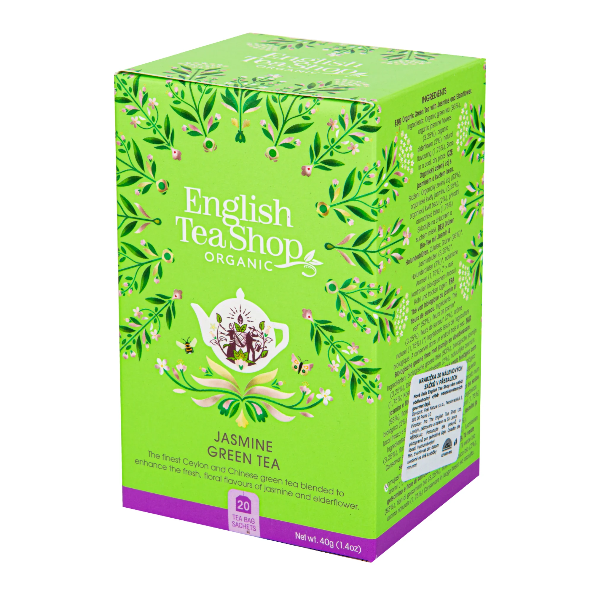 English Tea Shop Čaj Zelený s jasmínem a květem bezu BIO - nálev. sáčky (20 x 2 g) - Image 2