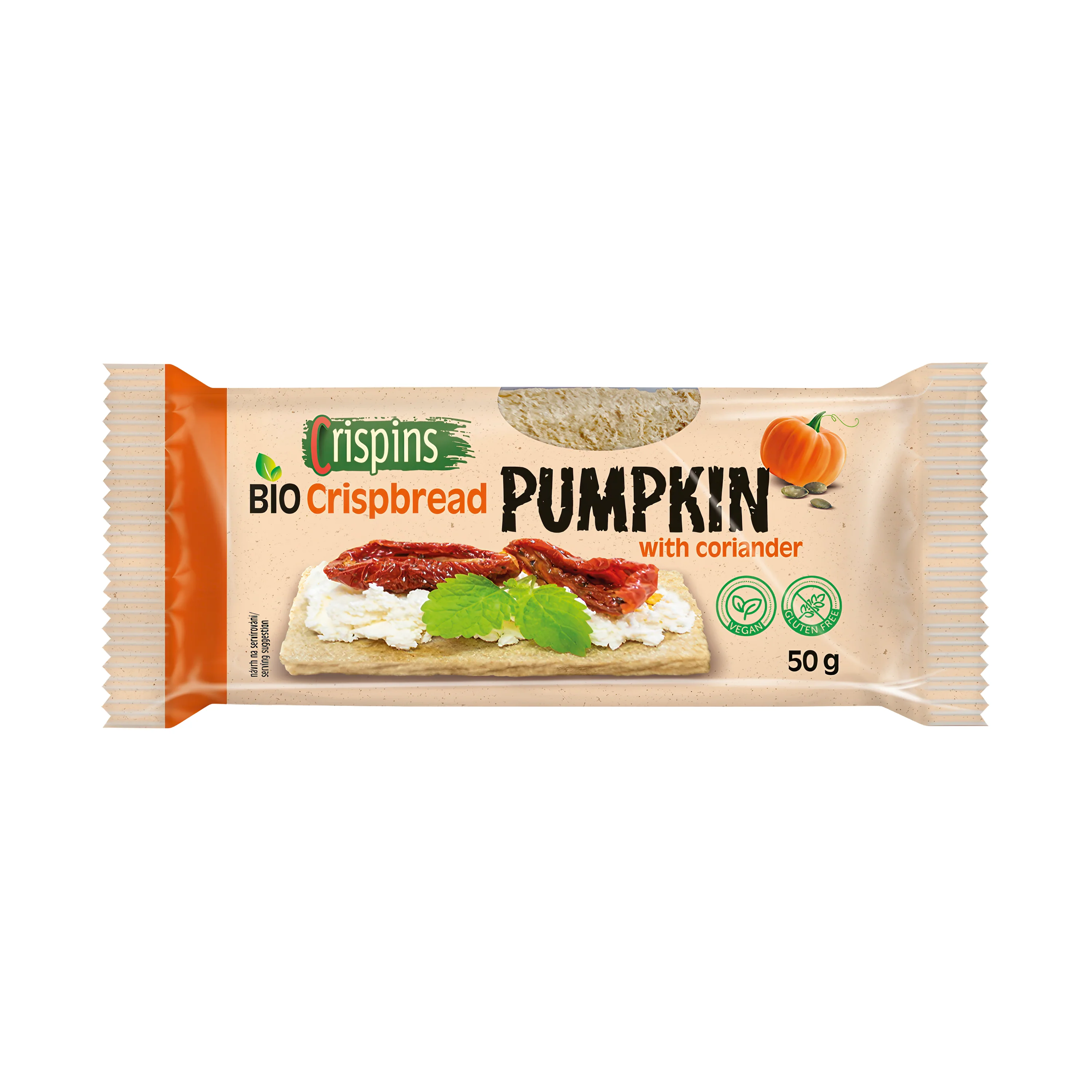 Chlebíček dýňový s koriandrem Crispins 50 g BIO EXTRUDO