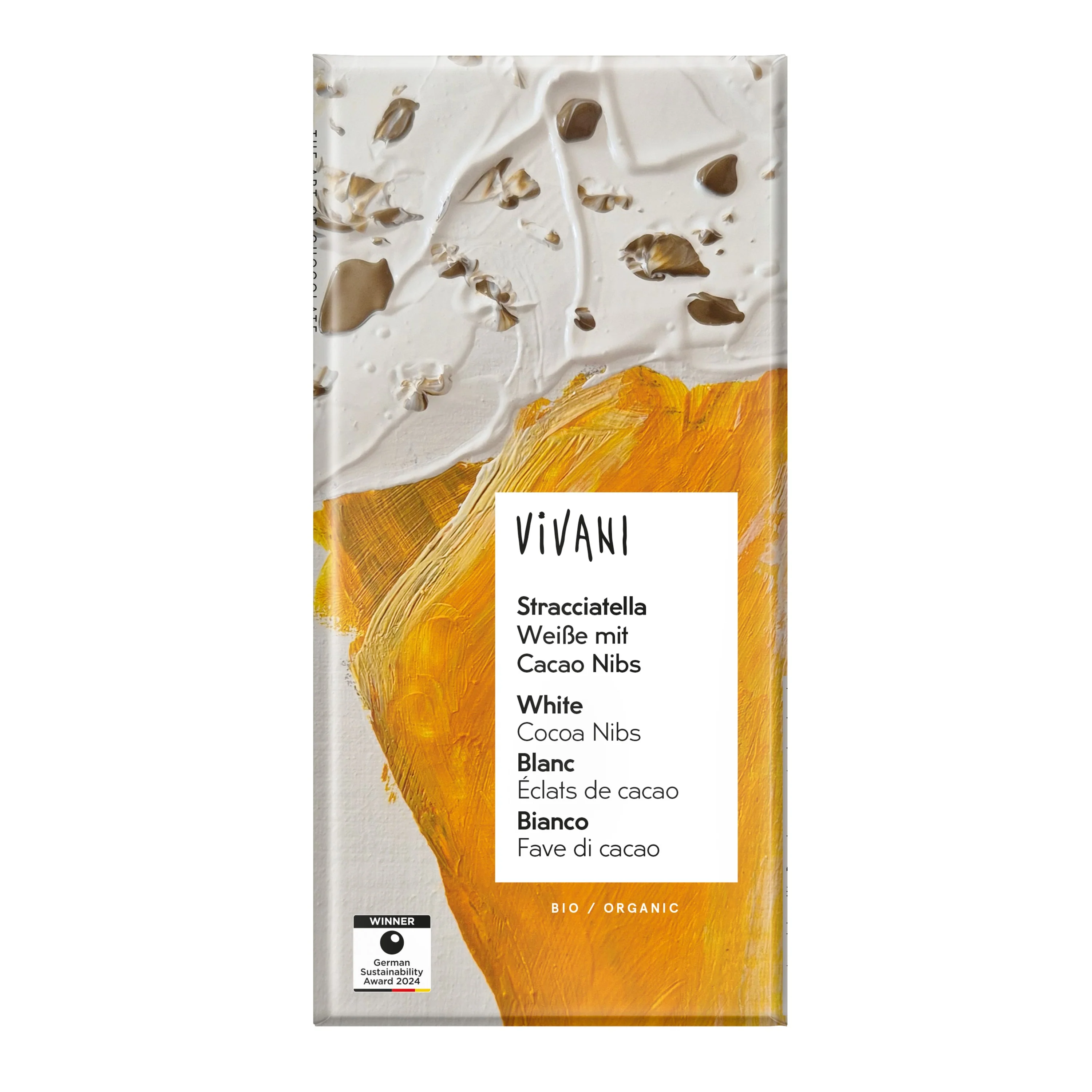 Vivani Čokoláda bílá s kakaovými boby Stracciatella BIO (80 g)