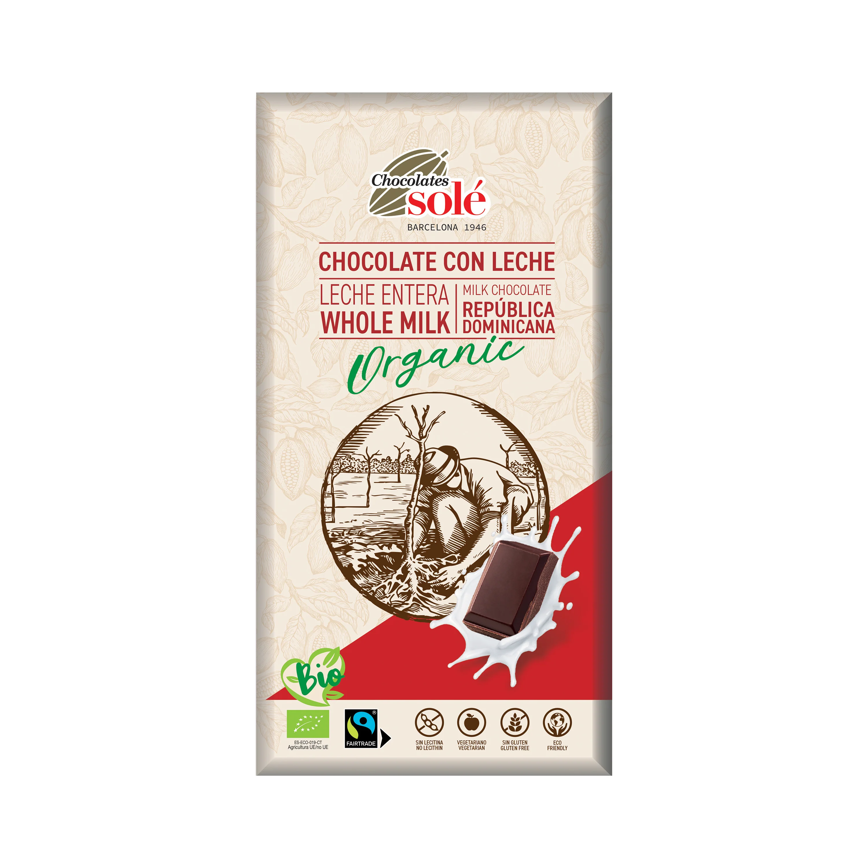 Čokoláda mléčná 39 % 100 g BIO   SOLÉ