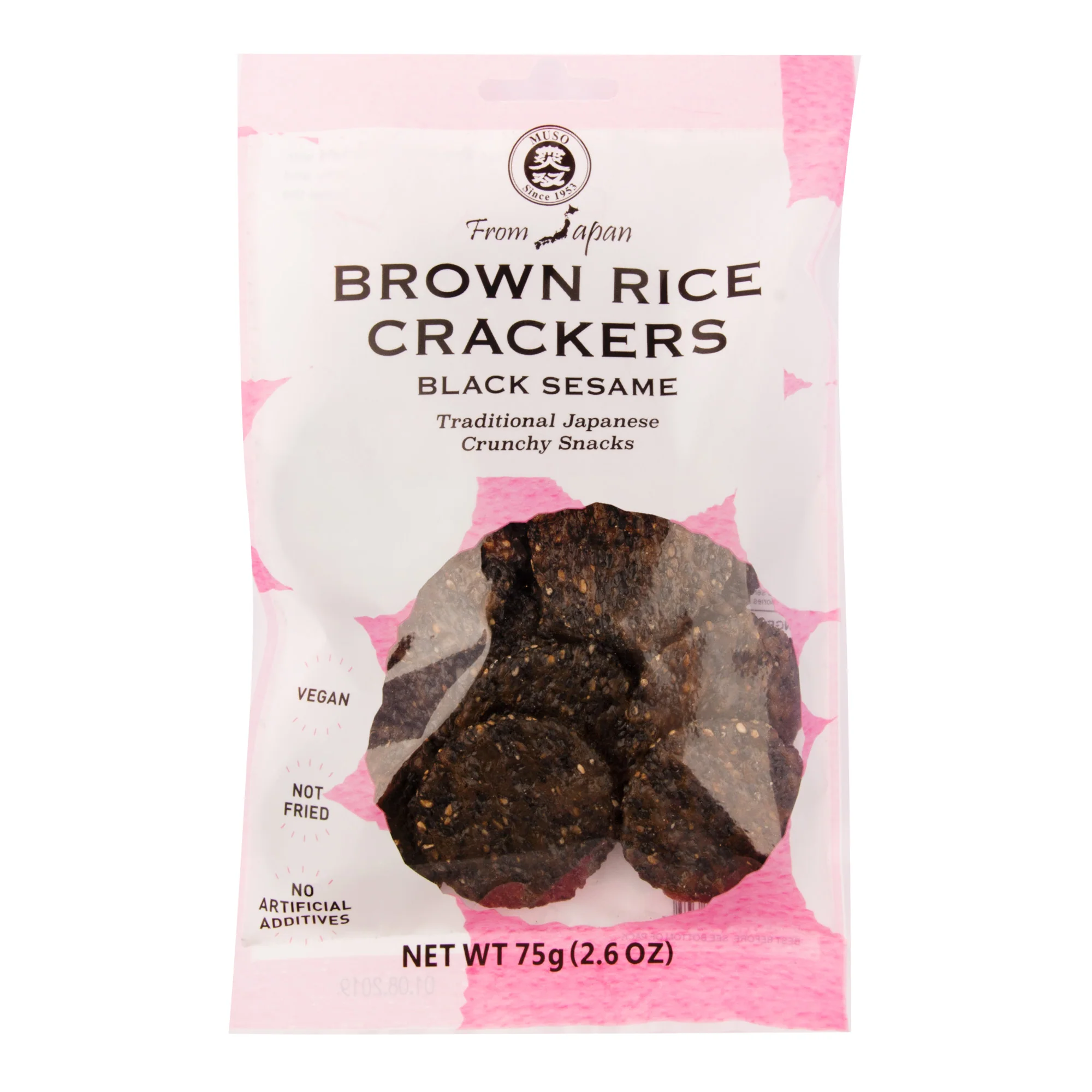 Muso Crackery celozrnné rýžové s černým sezamem (75 g)