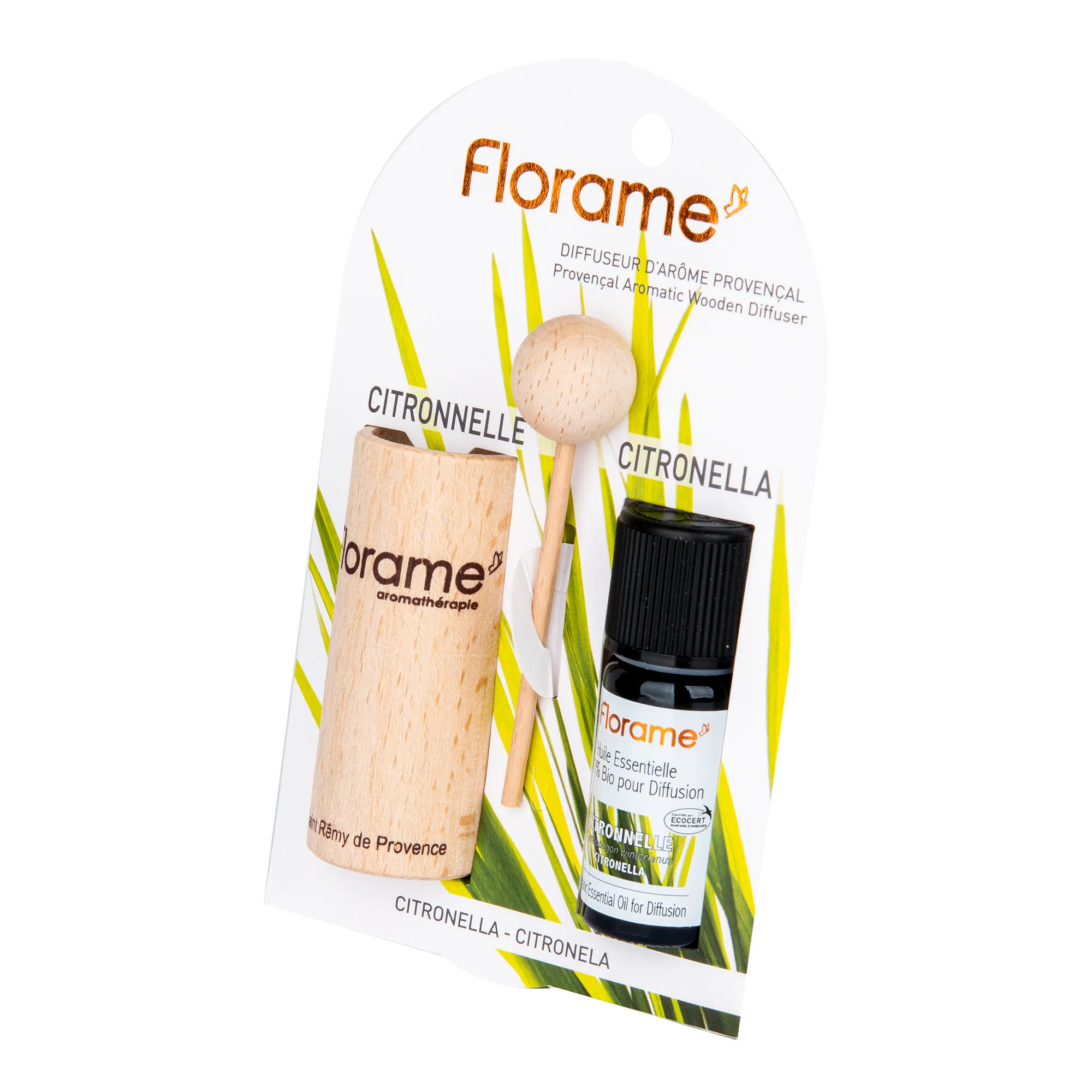 Difuzér provensálský dřevěný + éterický olej Citronela 10 ml BIO   FLORAME - Image 2