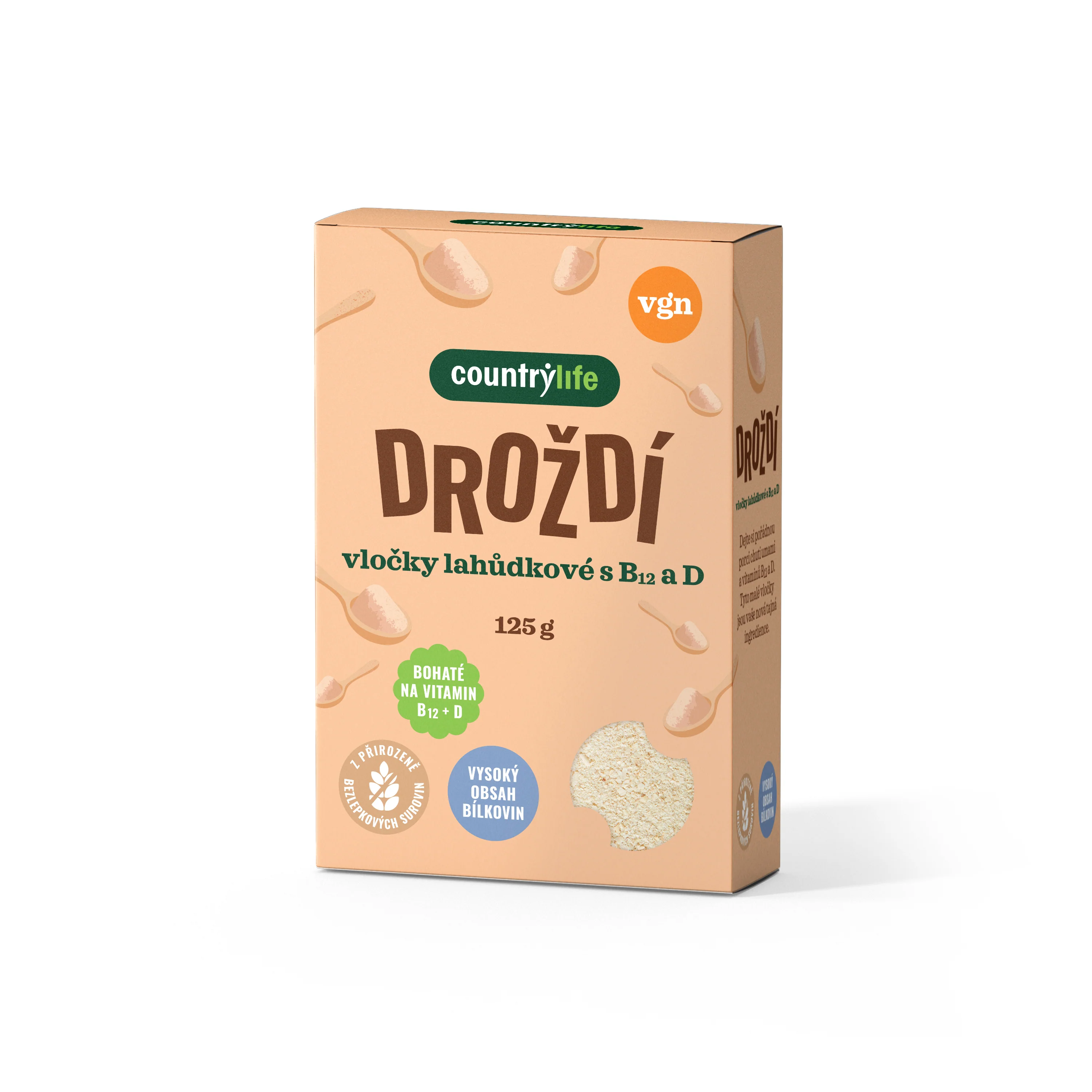Country Life Droždí lahůdkové s vitaminem B12 a D (125 g)