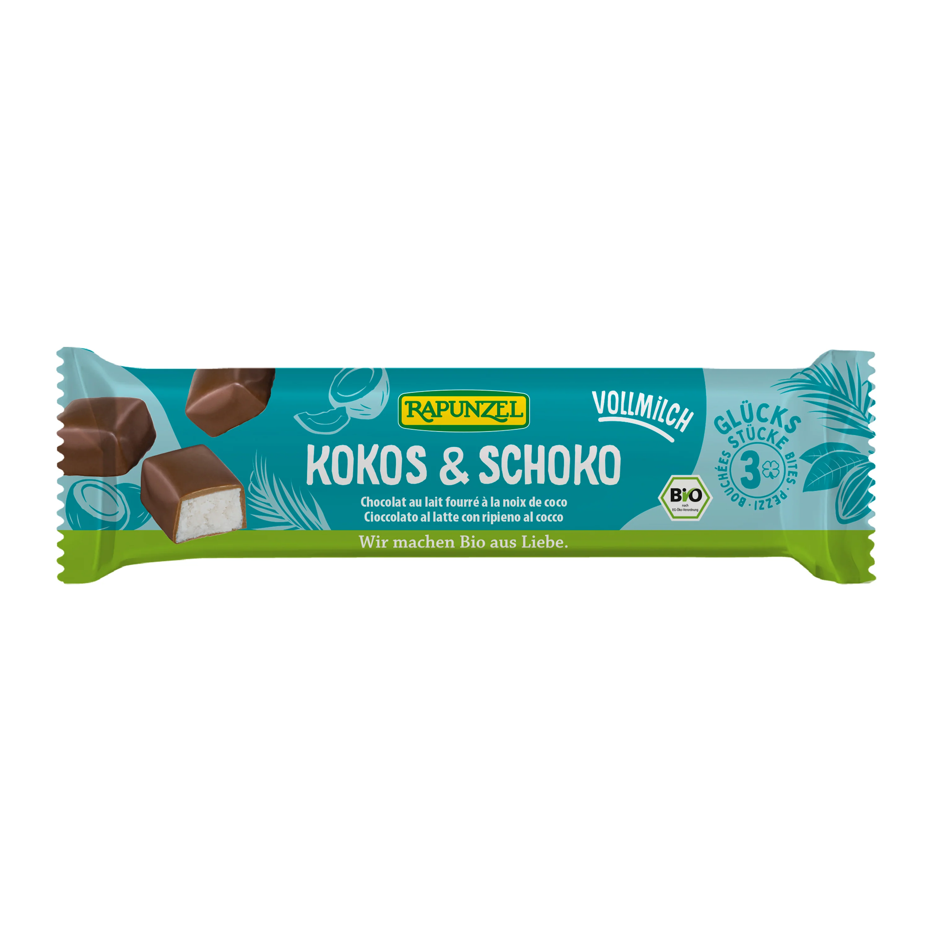 Kokos v mléčné čokoládě 50 g BIO   RAPUNZEL