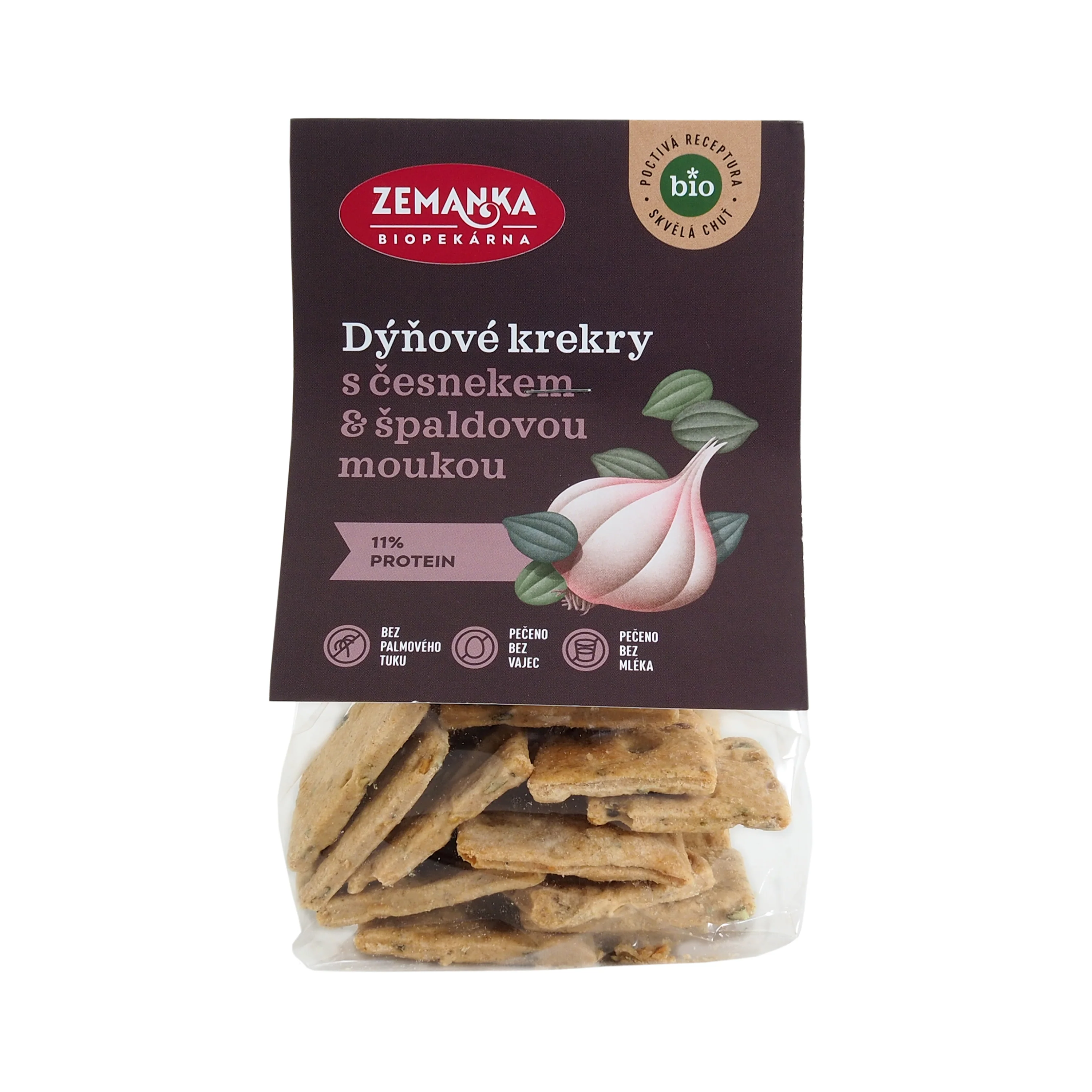 Zemanka Špaldové krekry s dýňovým semínkem a česnekem BIO (100 g)