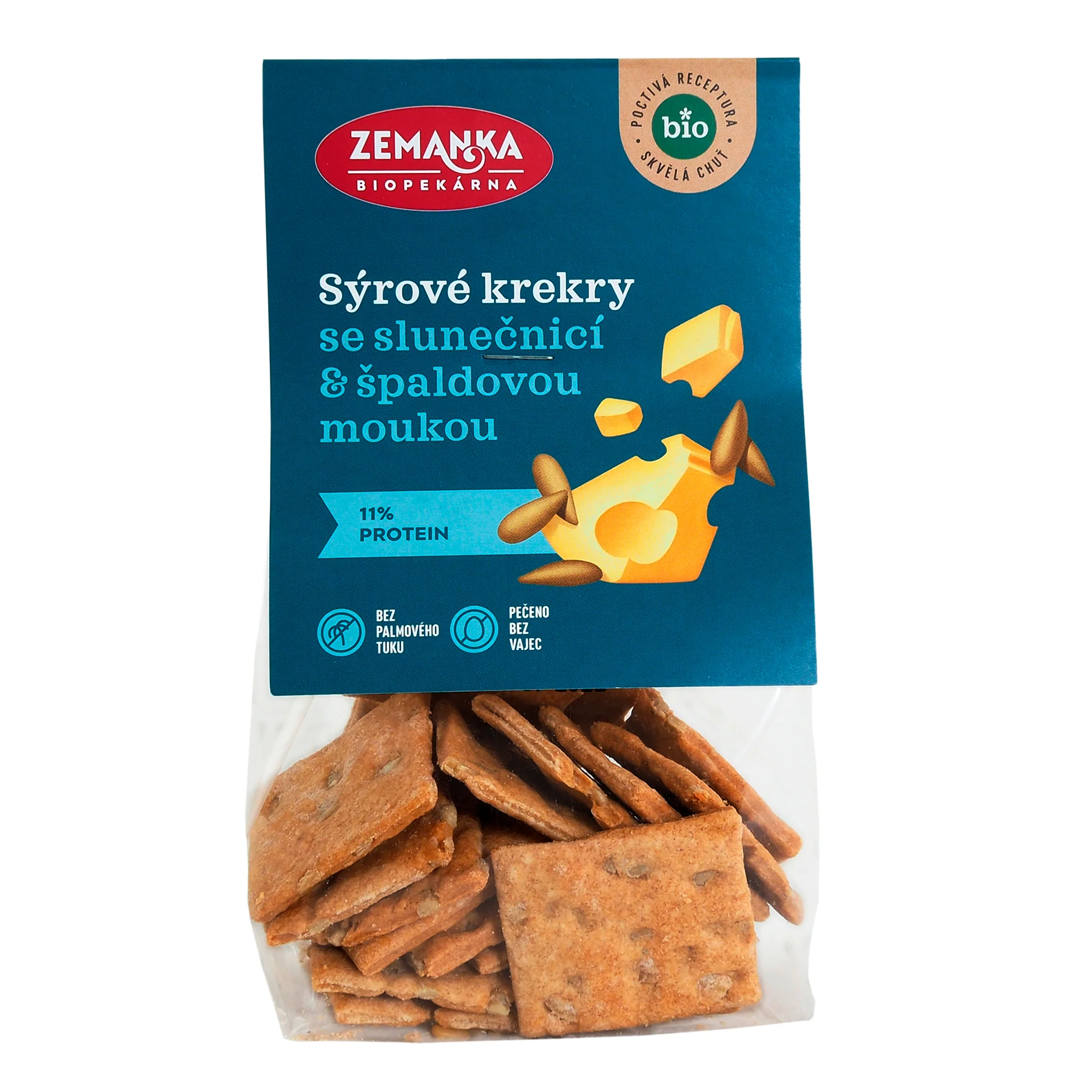 Zemanka Špaldové krekry se sýrem a slunečnicovými semínky BIO (100 g)