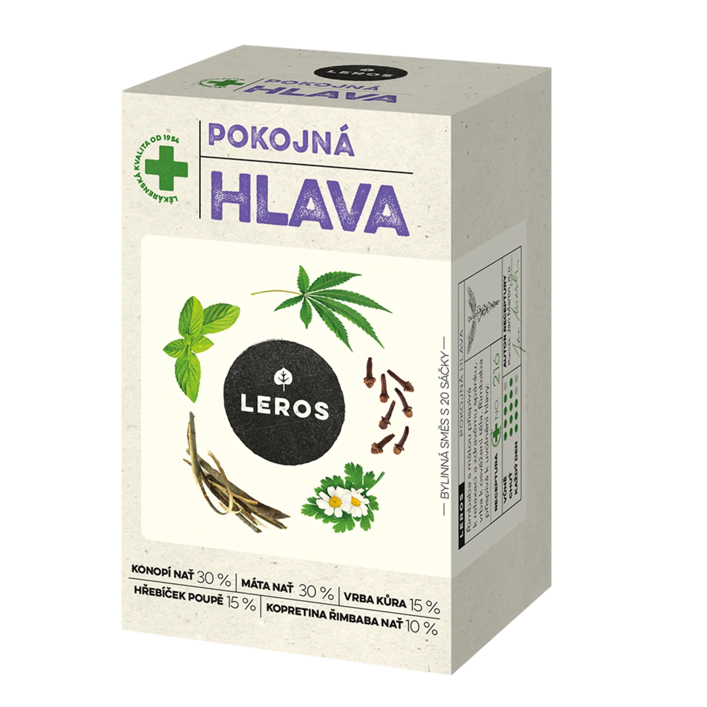 LEROS Bylinný čaj Pokojná hlava - nálev. sáčky (20 x 1,5 g)