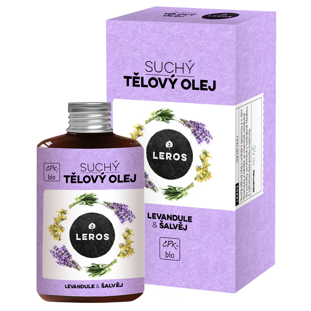 LEROS Suchý tělový olej BIO (100 ml) - Levandule & šalvěj