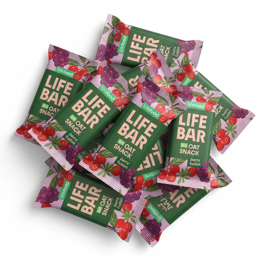 Lifefood Zvýhodněná sada 13 + 2 tyčinky zdarma - Lifebar Oat Snack Berry Fusion BIO (15 x 40 g) - Image 2