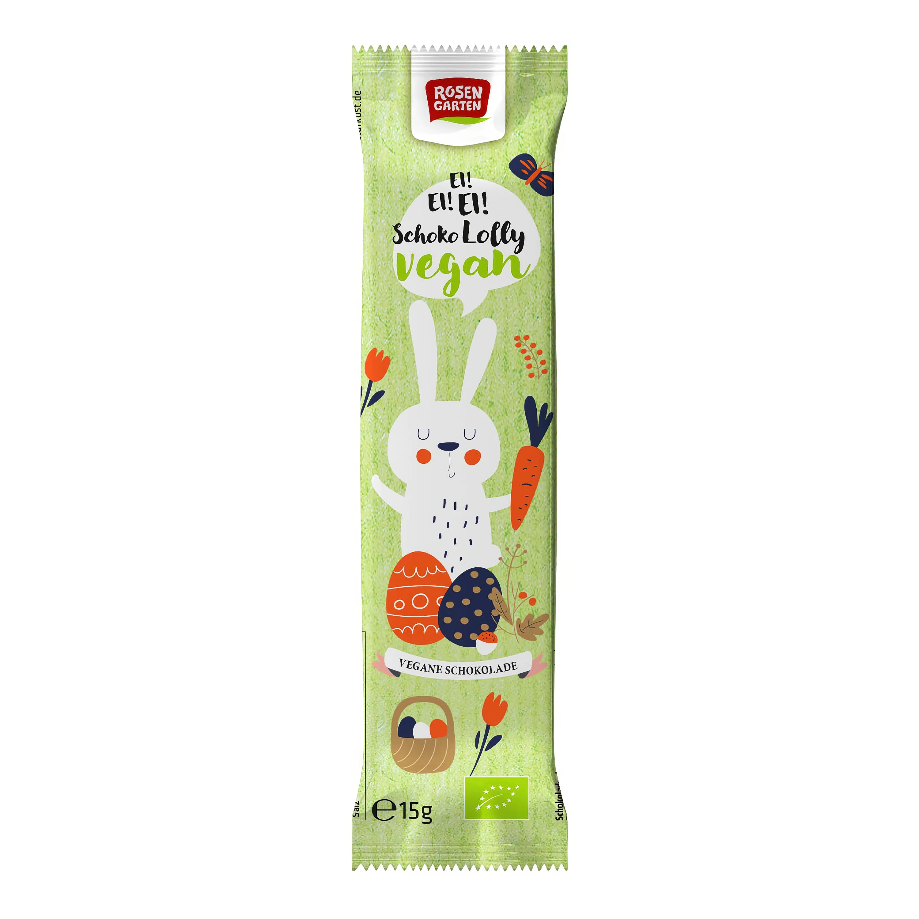 Lízátko kakaový zajíček vegan 15 g BIO   ROSENGARTEN