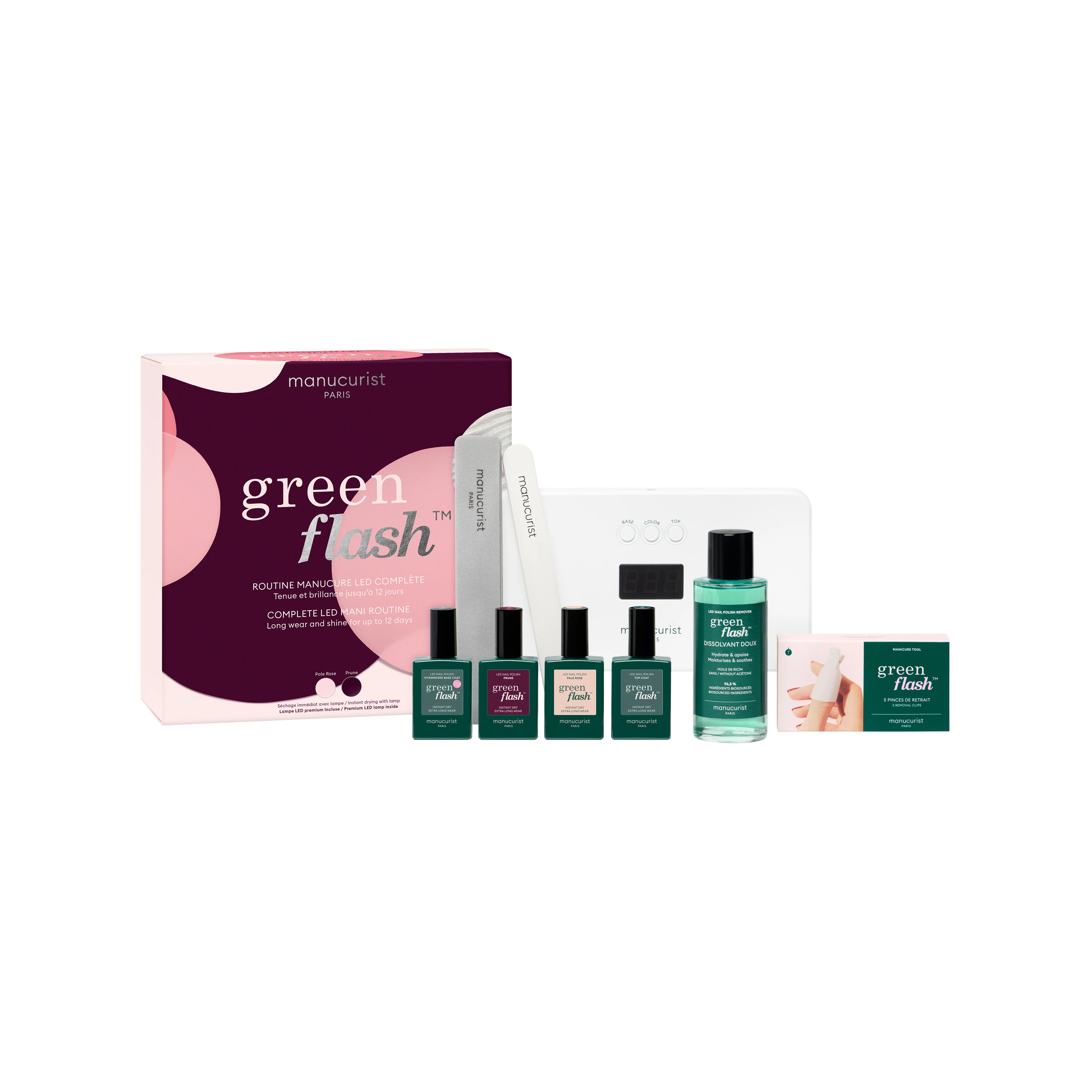 Manucurist Dárková sada Green Flash LED Kit 36W - Prune a Pale Rose