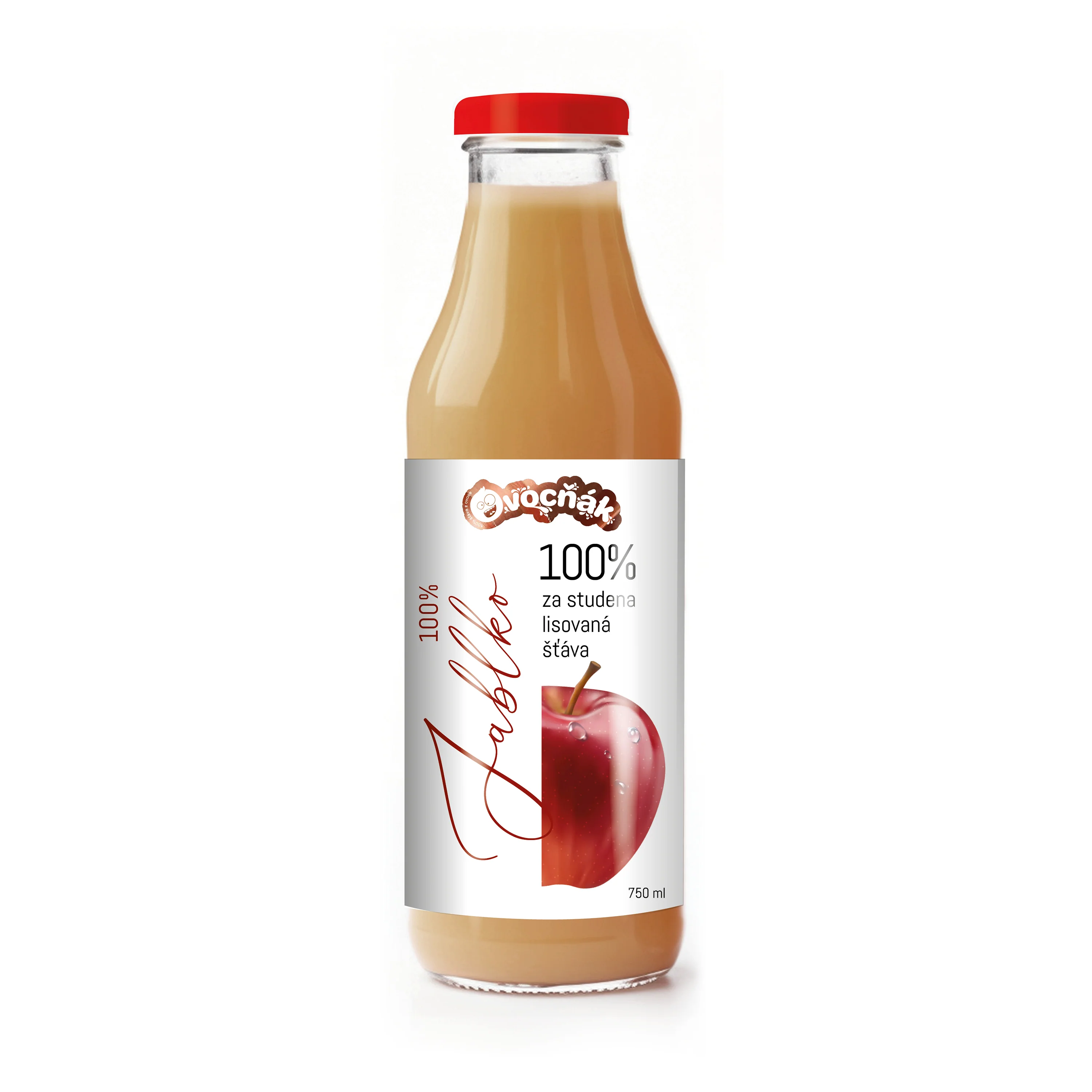 Mošt ovocný jablko 100 % sklo 750 ml   OVOCŇÁK