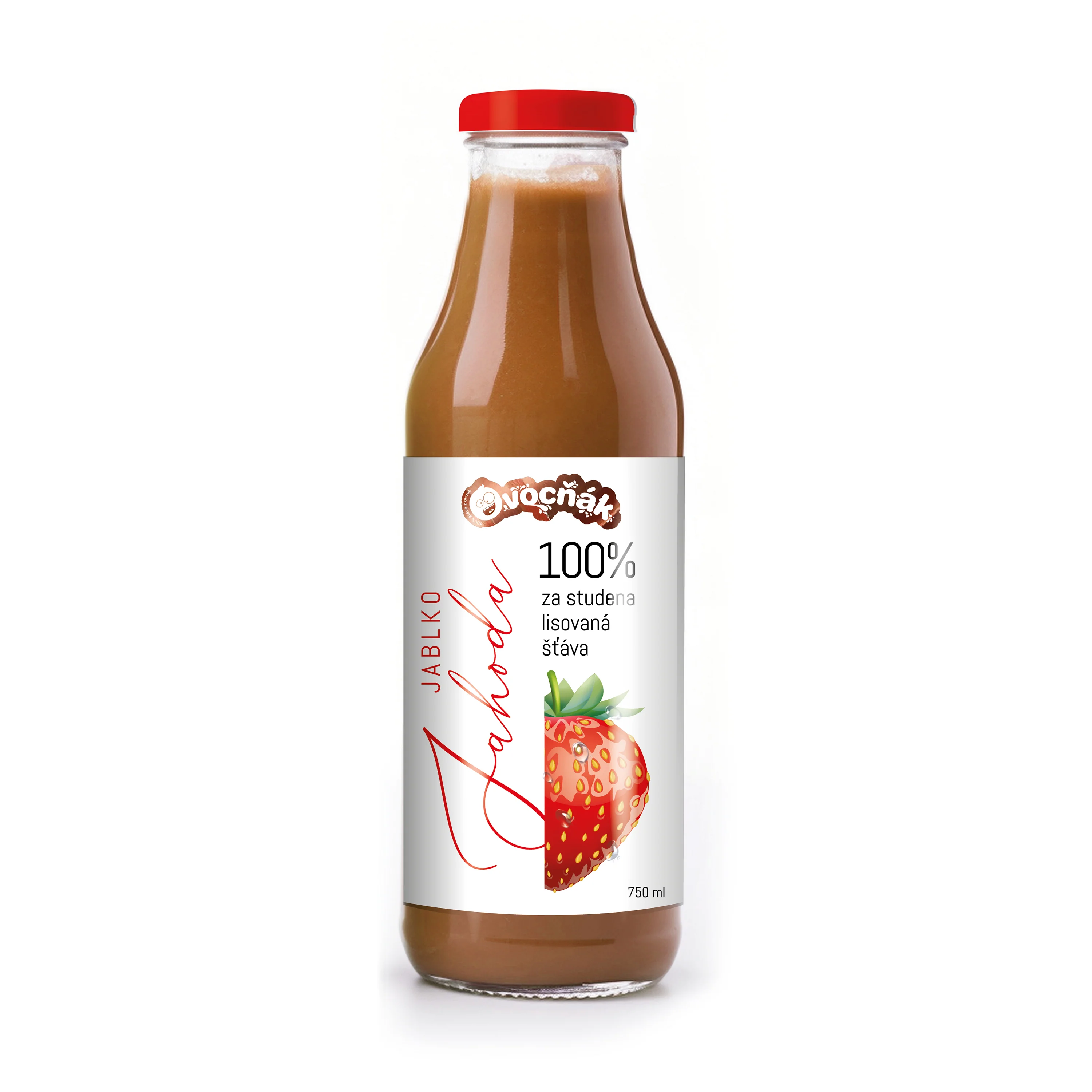 Mošt ovocný jablko-jahoda sklo 750 ml   OVOCŇÁK