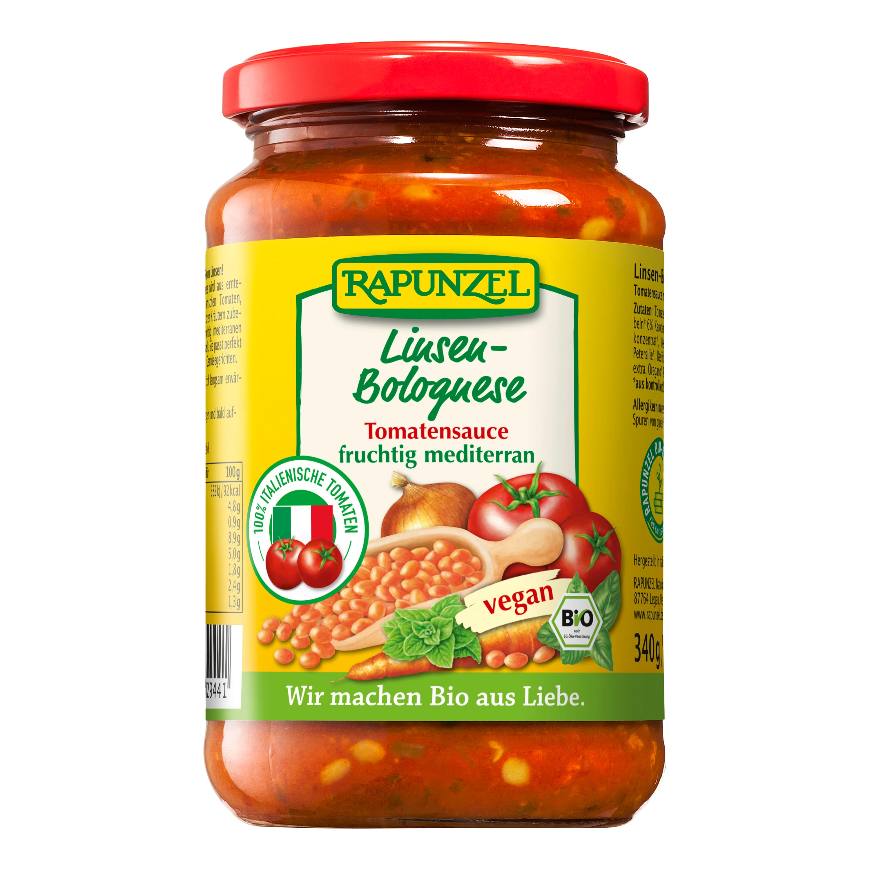 Omáčka boloňská s červenou čočkou 340 g BIO   RAPUNZEL