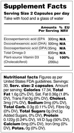 Vegetology Omega-3 (Opti3) - EPA a DHA s vitaminem D3 (60 kapslí) - Image 10