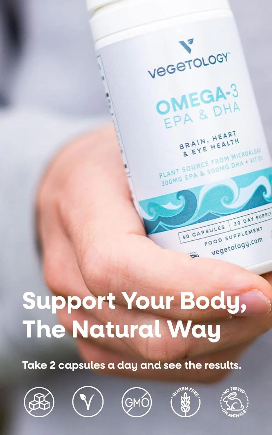 Vegetology Omega-3 (Opti3) - EPA a DHA s vitaminem D3 (60 kapslí) - Image 6