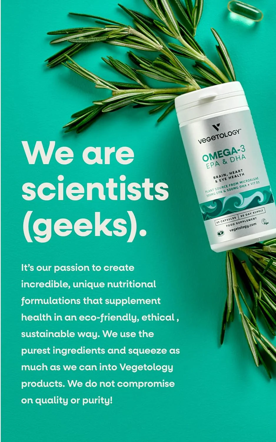 Vegetology Omega-3 (Opti3) - EPA a DHA s vitaminem D3 (60 kapslí) - Image 8