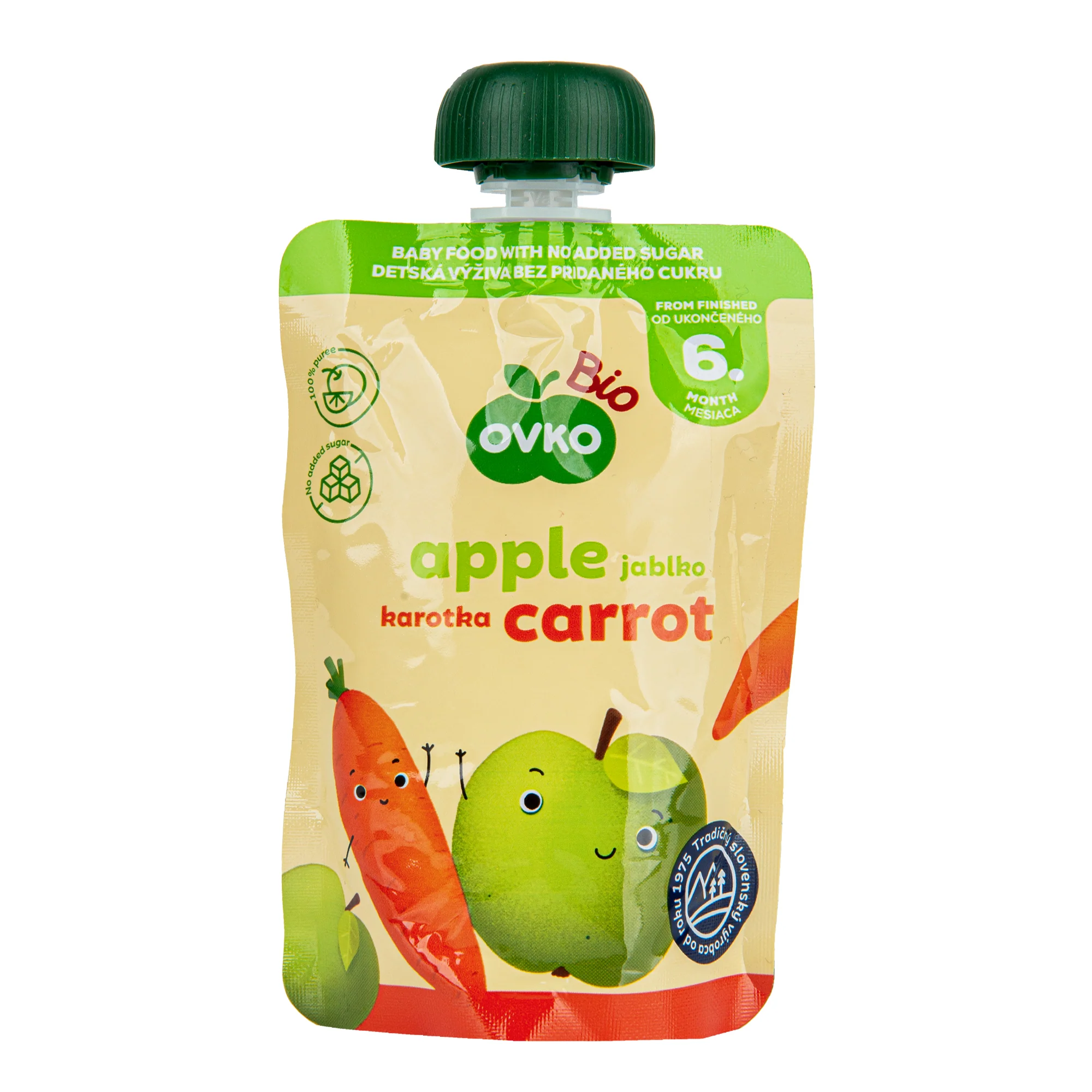Příkrm jablko, mrkev - kapsička 90 g BIO OVKO