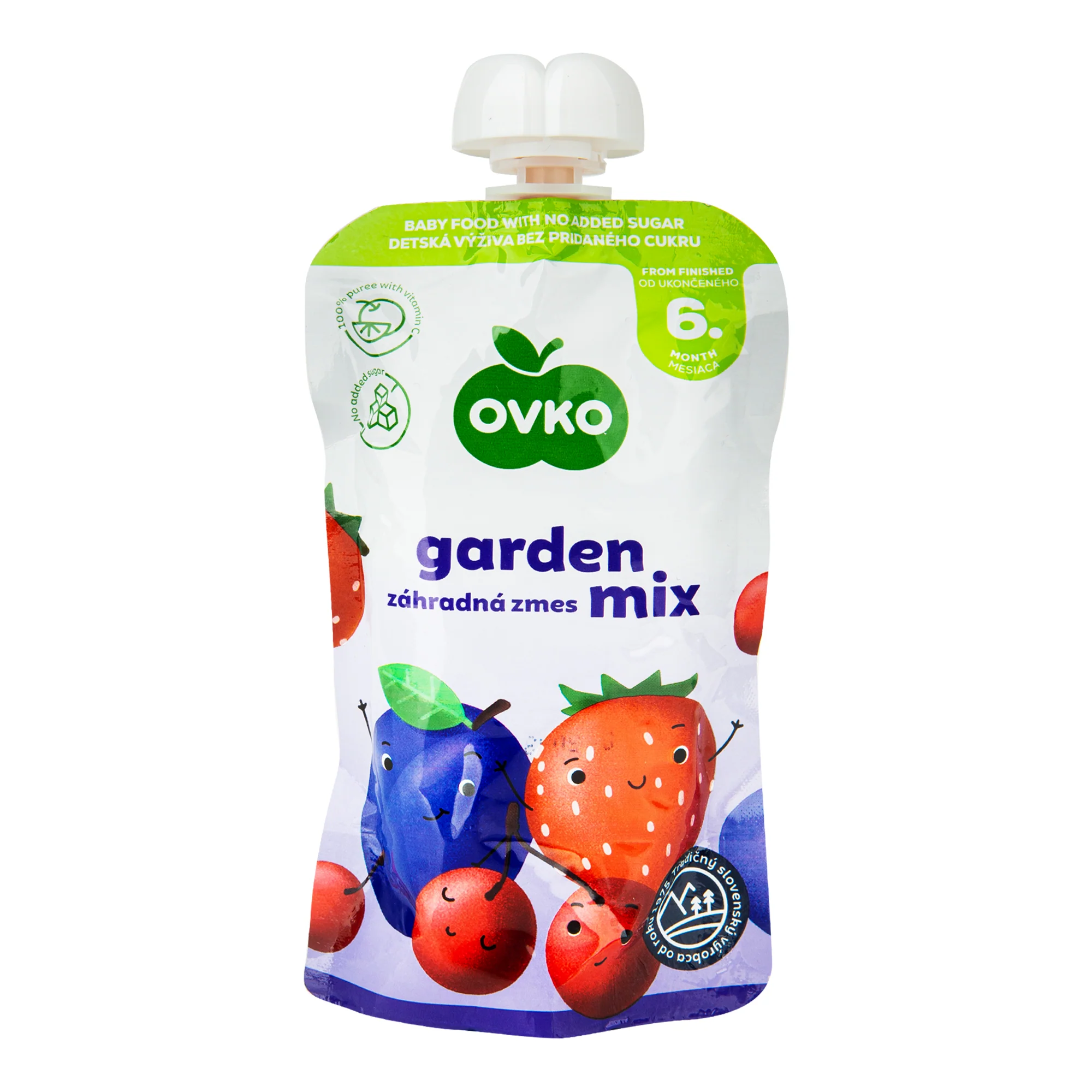Příkrm ovocné pyré zahradní směs mix - kapsička 120 g OVKO