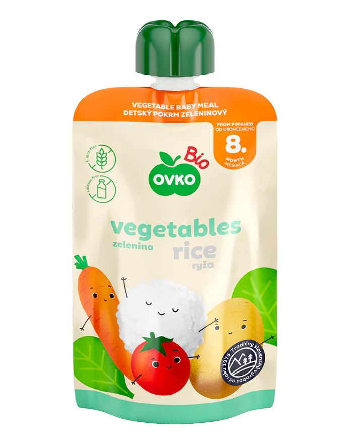 Příkrm zeleninová směs, rýže - kapsička 90 g BIO   OVKO