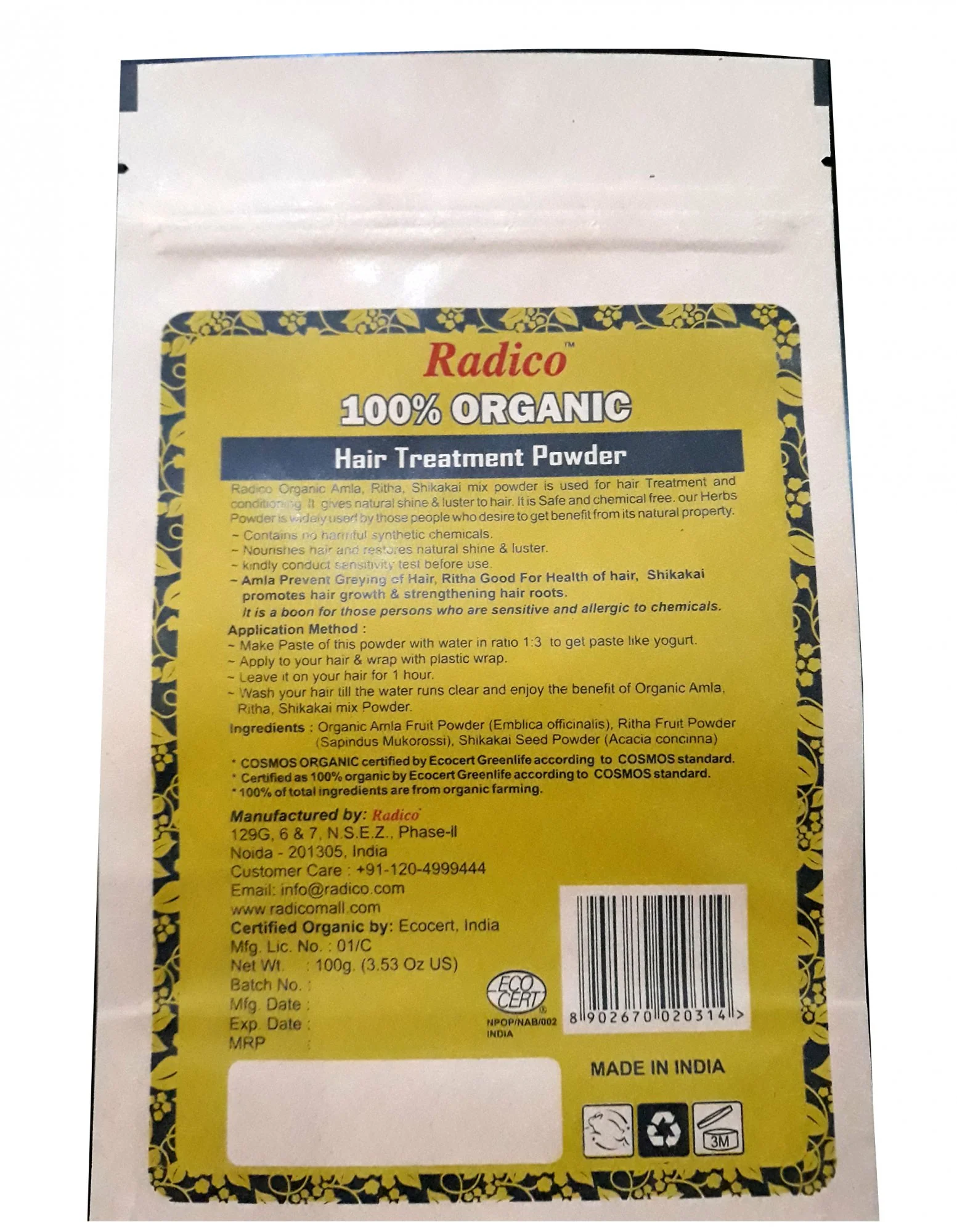 Radico Práškový šampon s kondicionérem (100 g) - Amla+Ritha+Shikakai - Image 2