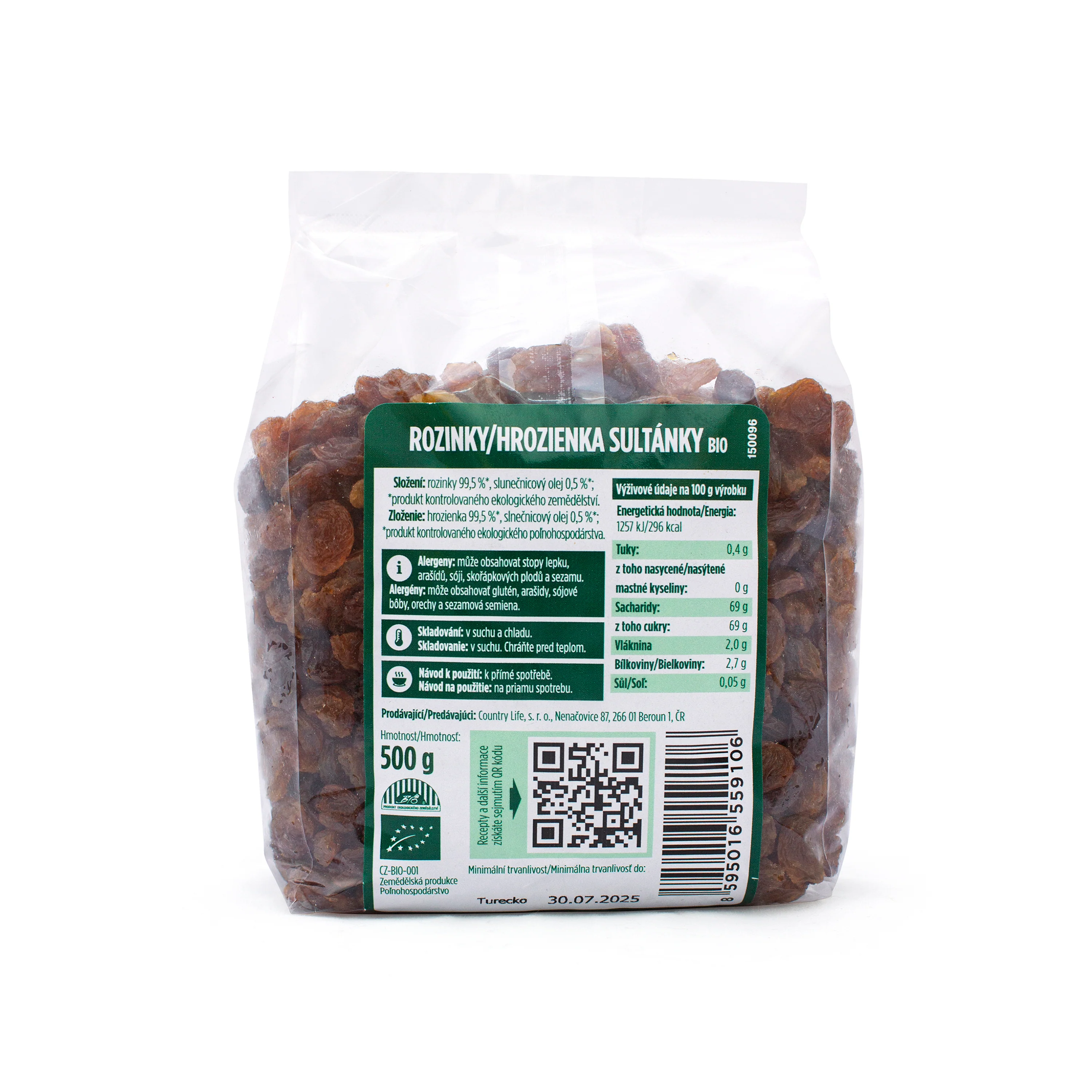 Rozinky sultánky 500 g BIO   COUNTRY LIFE - Image 2