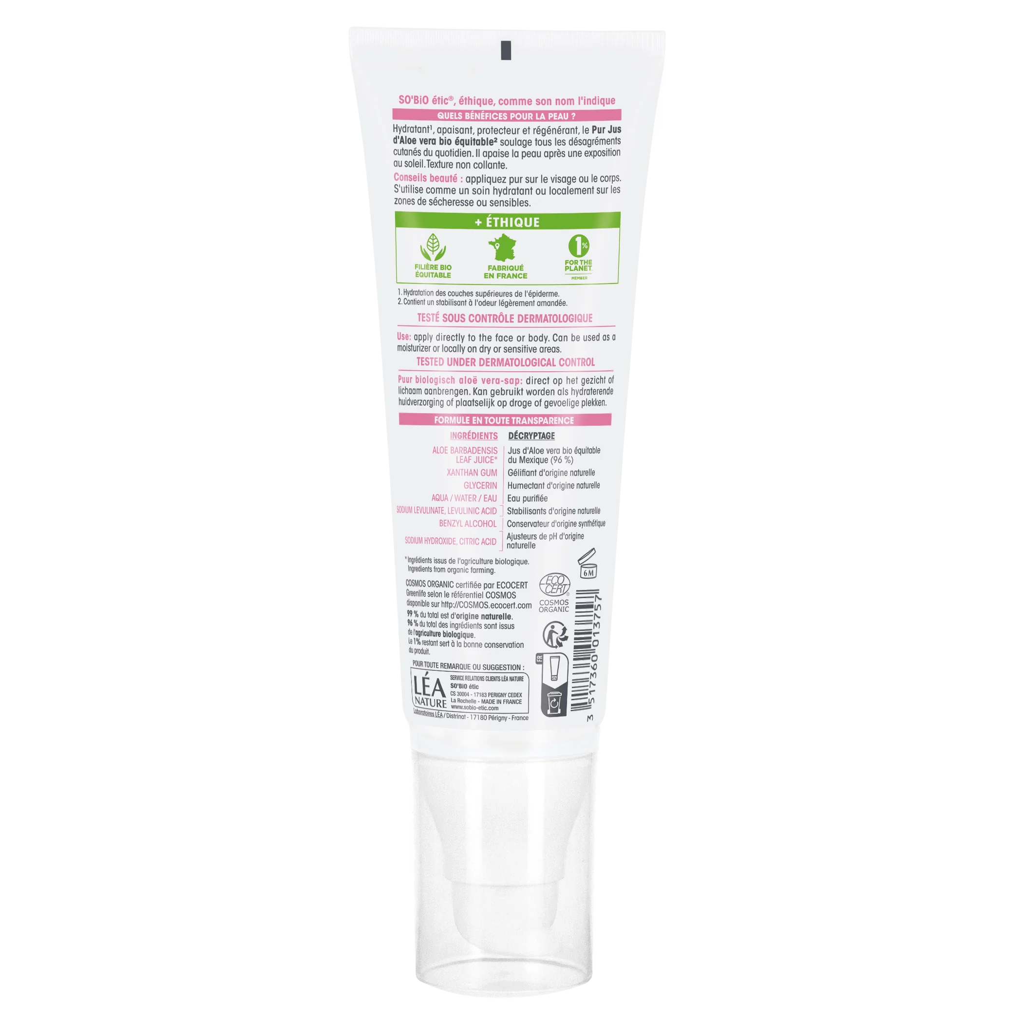 SO’BiO étic Aloe vera gel - hypoalergenní BIO (125 ml) - Image 2