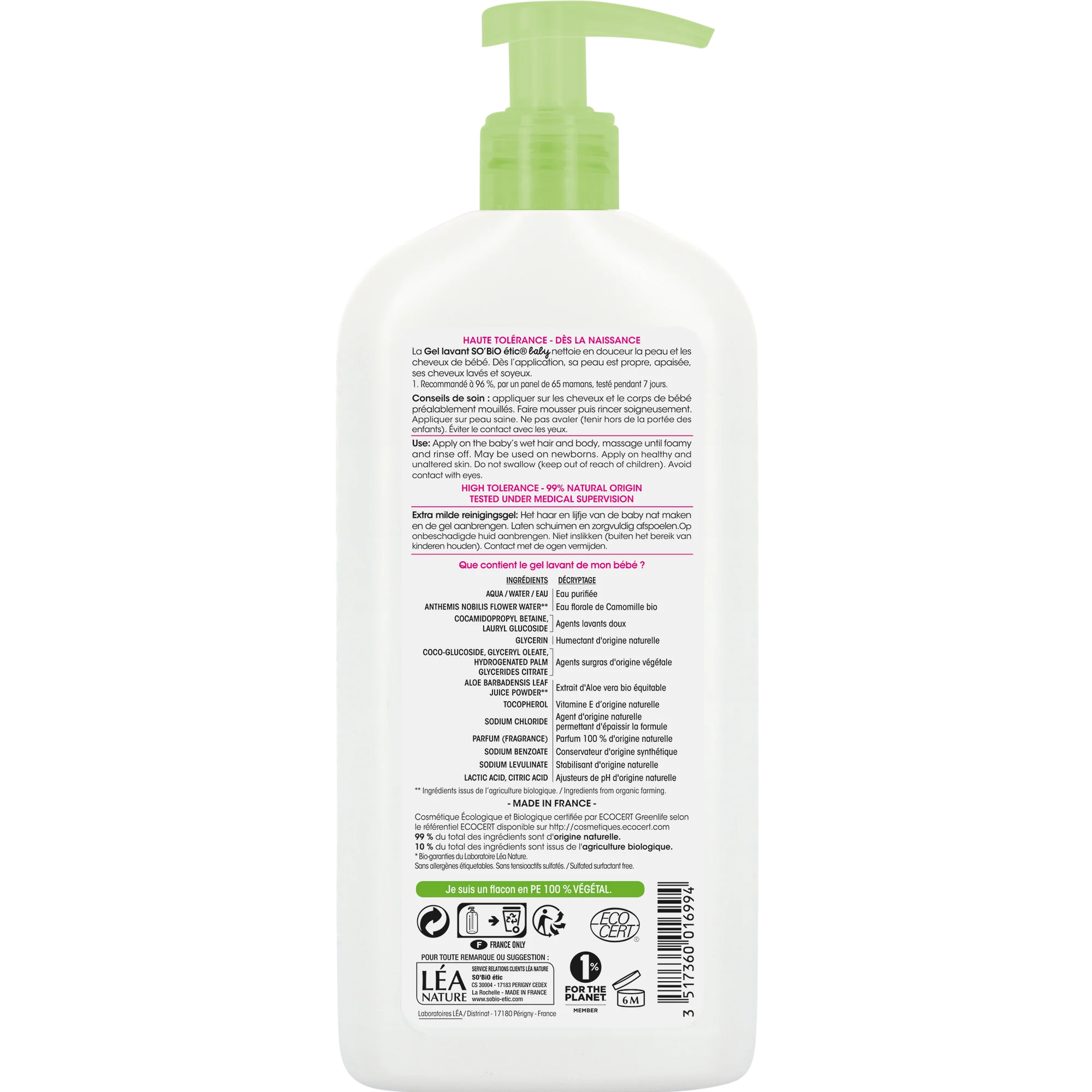 SO’BiO étic BABY Gel mycí pro děti - extra jemný na tělo i vlasy BIO (500 ml) - Image 2
