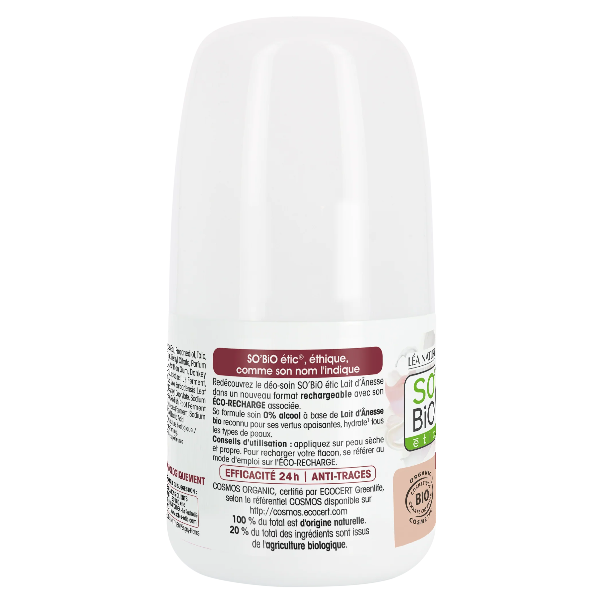 SO’BiO étic Deodorant roll-on 24h hydratační s oslím mlékem - znovuplnitelný BIO (50 ml) - Image 3