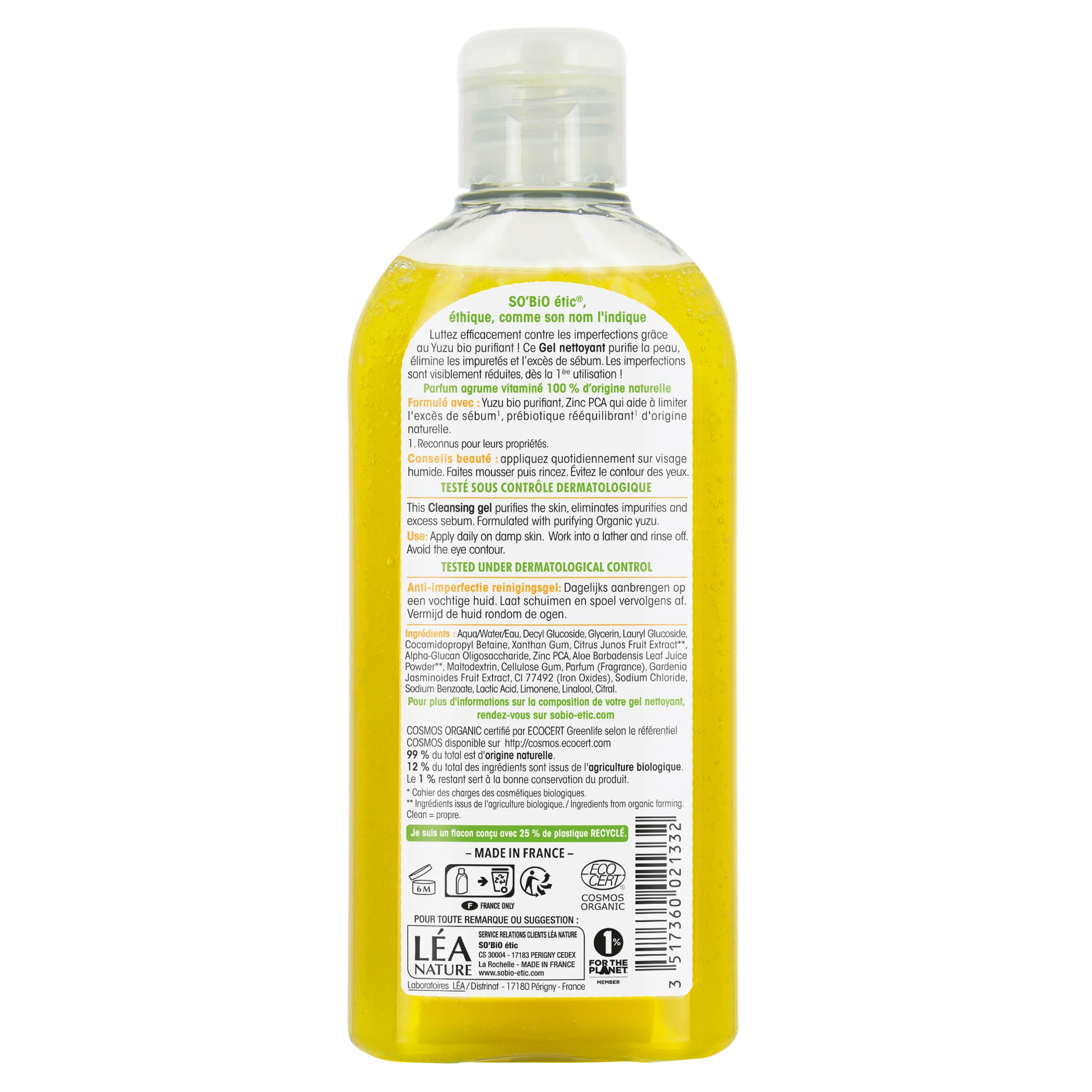 SO’BiO étic Gel čisticí proti nedokonalostem pleti - Clean Yuzu BIO (200 ml) - Image 2