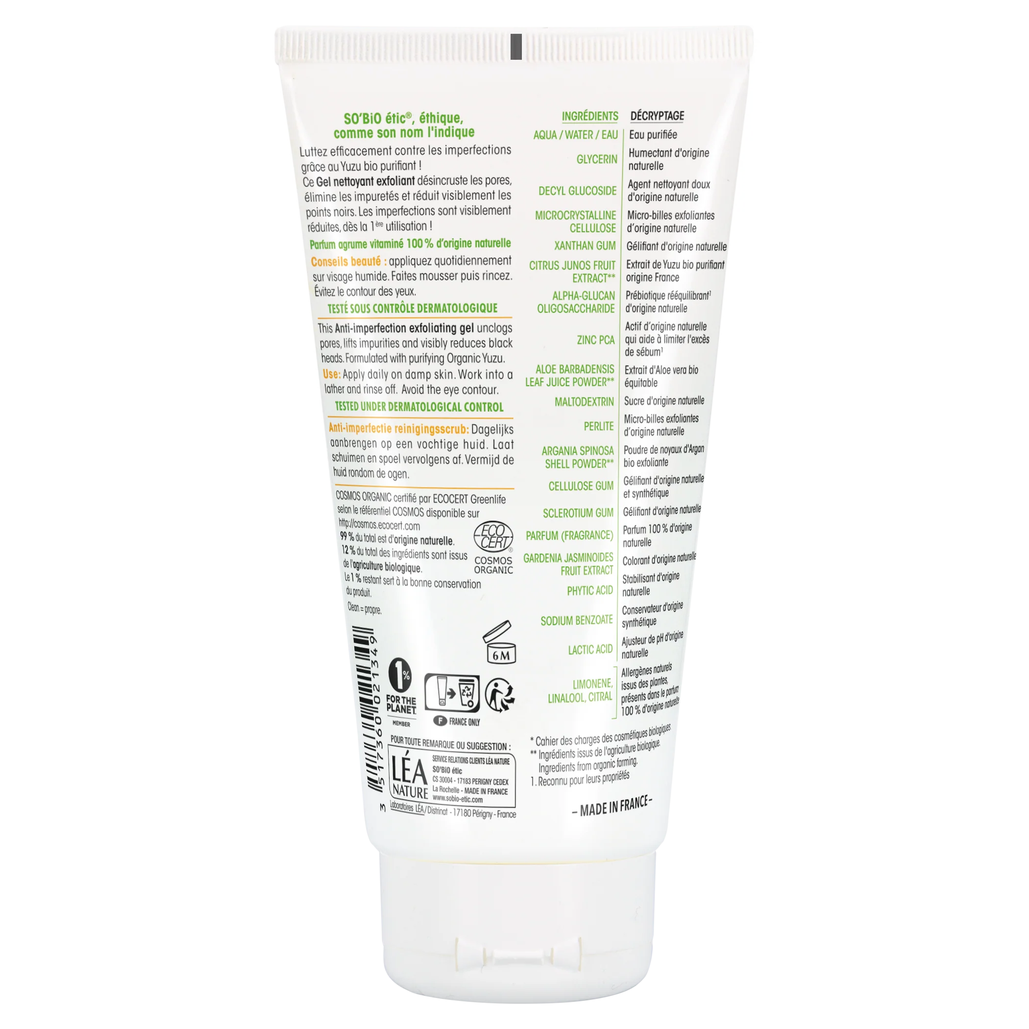 SO’BiO étic Gel pleťový exfoliační - Clean Yuzu BIO (150 ml) - Image 2