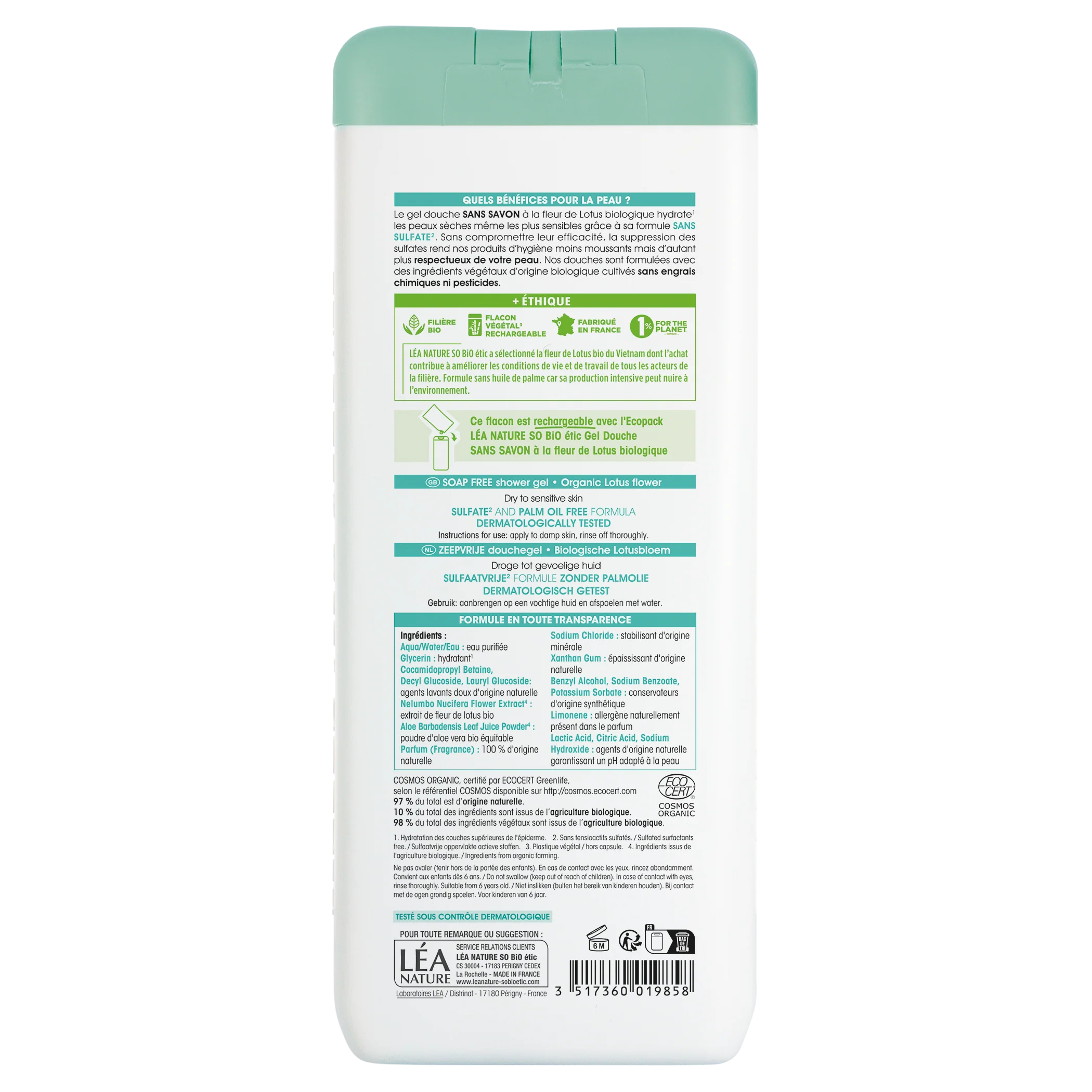 SO’BiO étic Gel sprchový BEZ MÝDLA s lotosovým květem BIO (650 ml) - Image 2