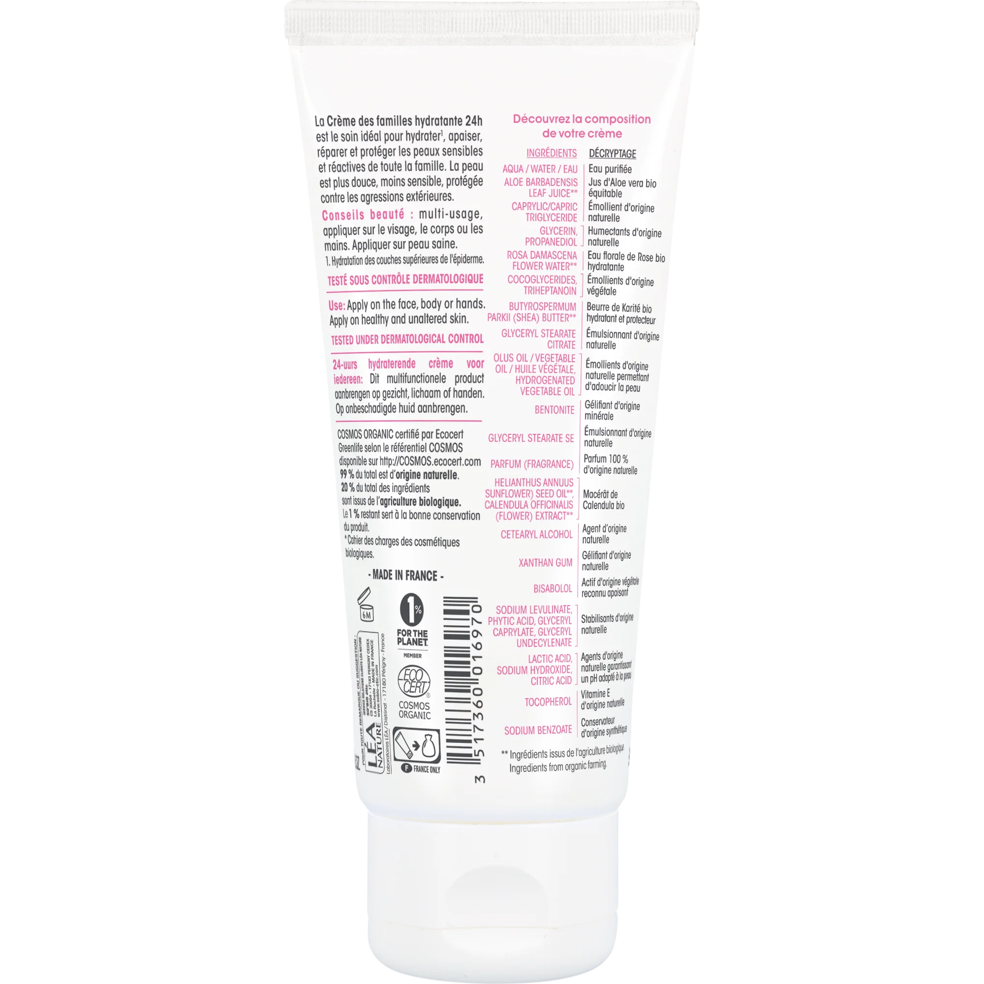 SO’BiO étic Krém hydratační hypoalergenní s Aloe vera pro celou rodinu BIO (100 ml) - Image 2