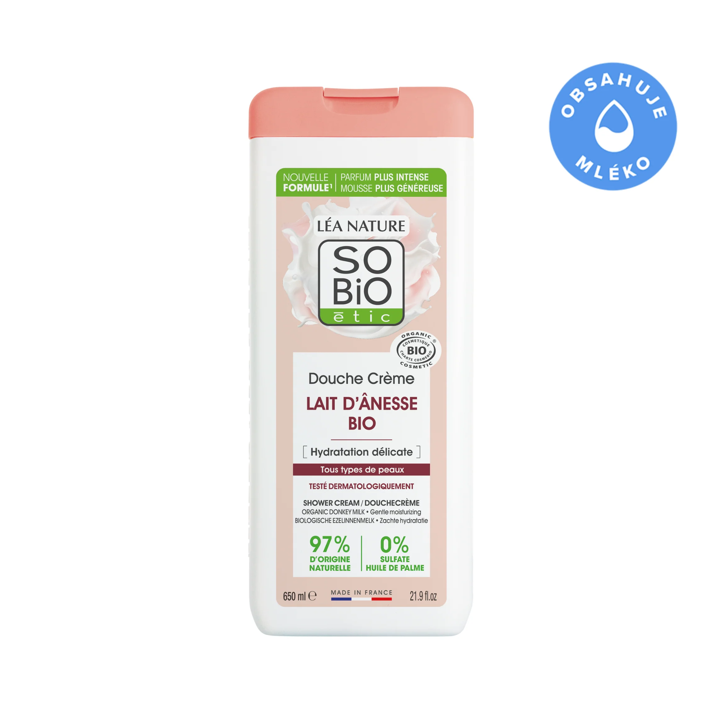 SO’BiO étic Krém sprchový jemně hydratační s oslím mlékem BIO (650 ml)