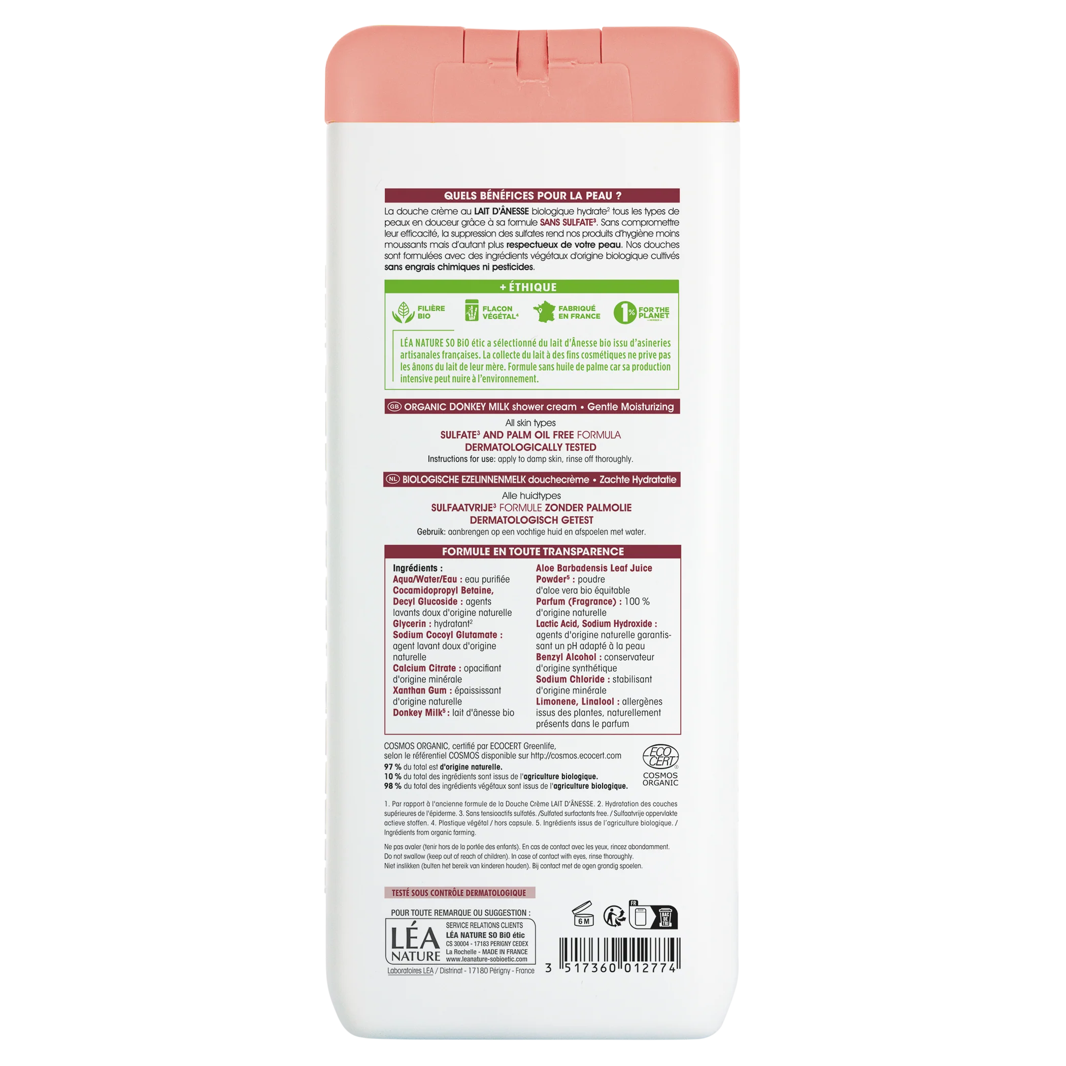 SO’BiO étic Krém sprchový jemně hydratační s oslím mlékem BIO (650 ml) - Image 3