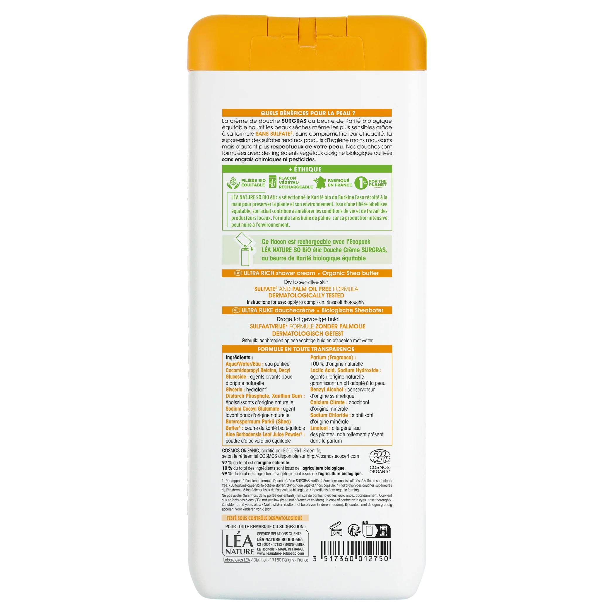 SO’BiO étic Krém sprchový SURGRAS s máslem karité BIO (650 ml) - Image 2