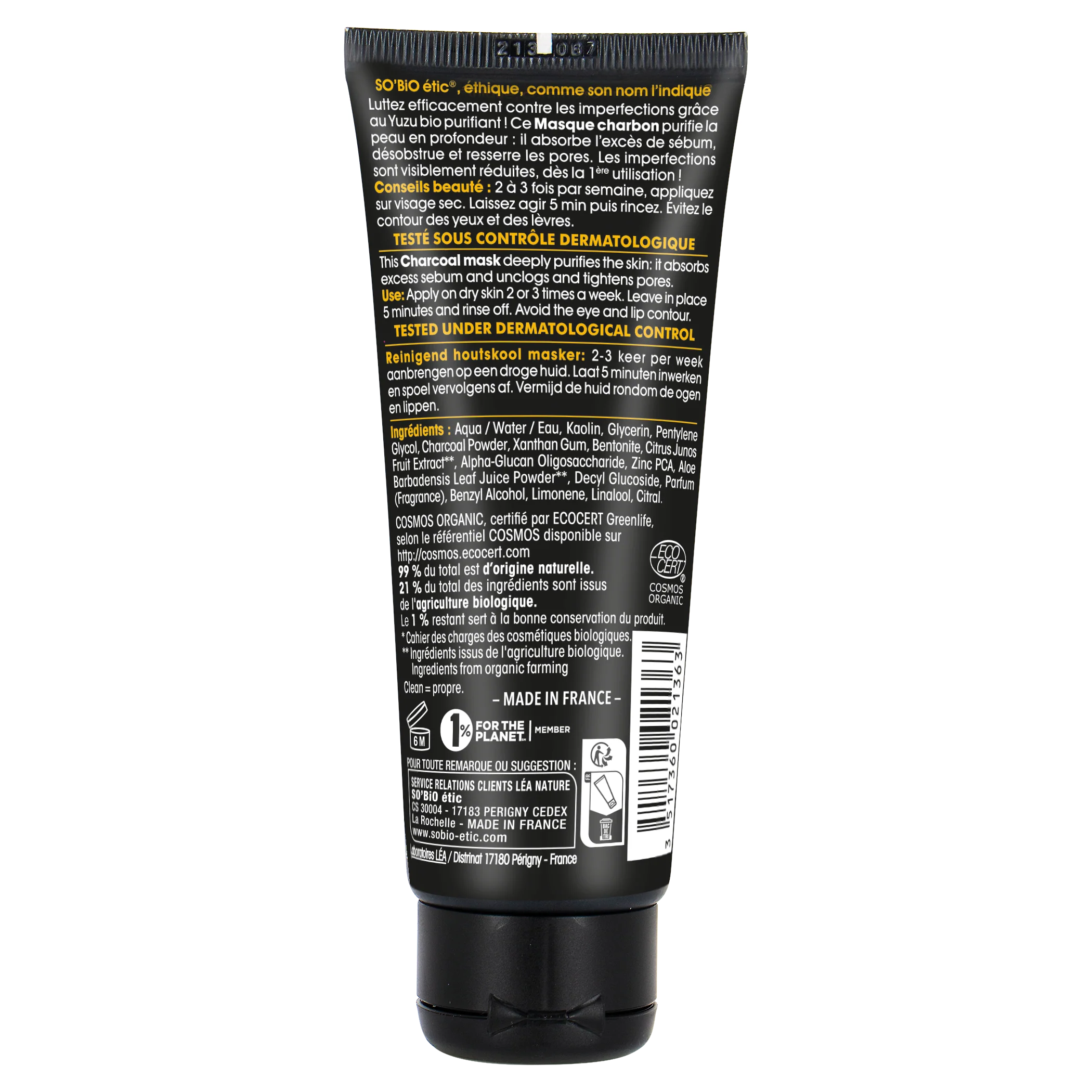 SO’BiO étic Maska pleťová čisticí s aktivním uhlím - Clean Yuzu BIO (75 ml) - Image 2