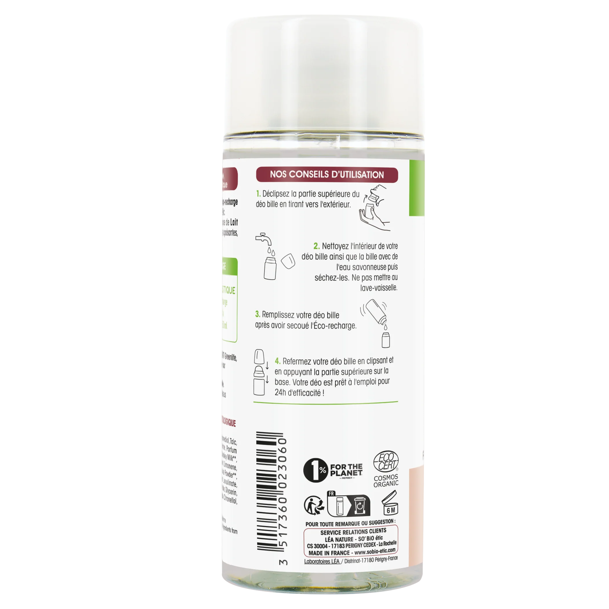 SO’BiO étic Náplň do deodorantu roll-on 24h hydratačního s oslím mlékem BIO (150 ml) - Image 3