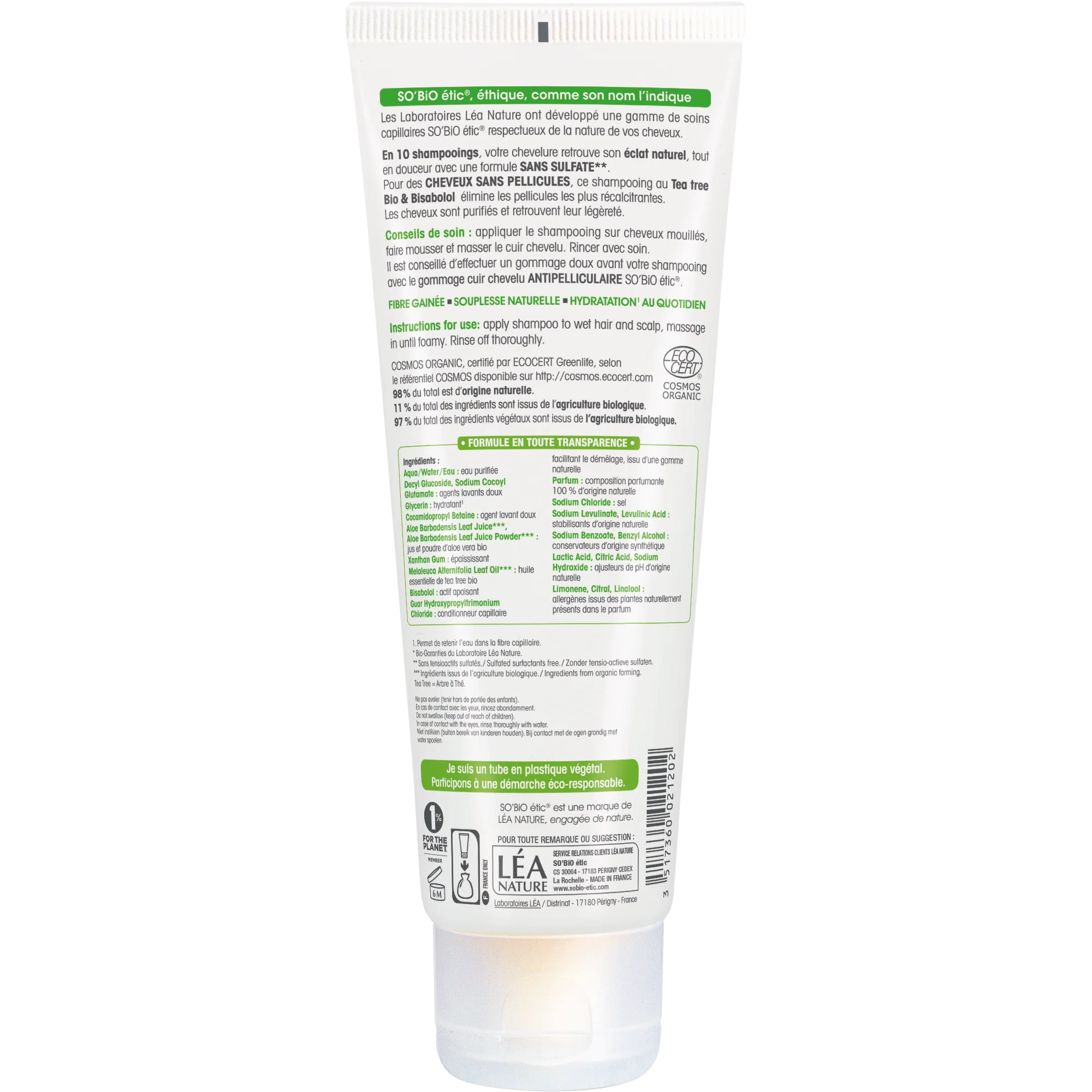 SO’BiO étic Šampon proti lupům s tea tree a bisabololem BIO (250 ml) - Image 2