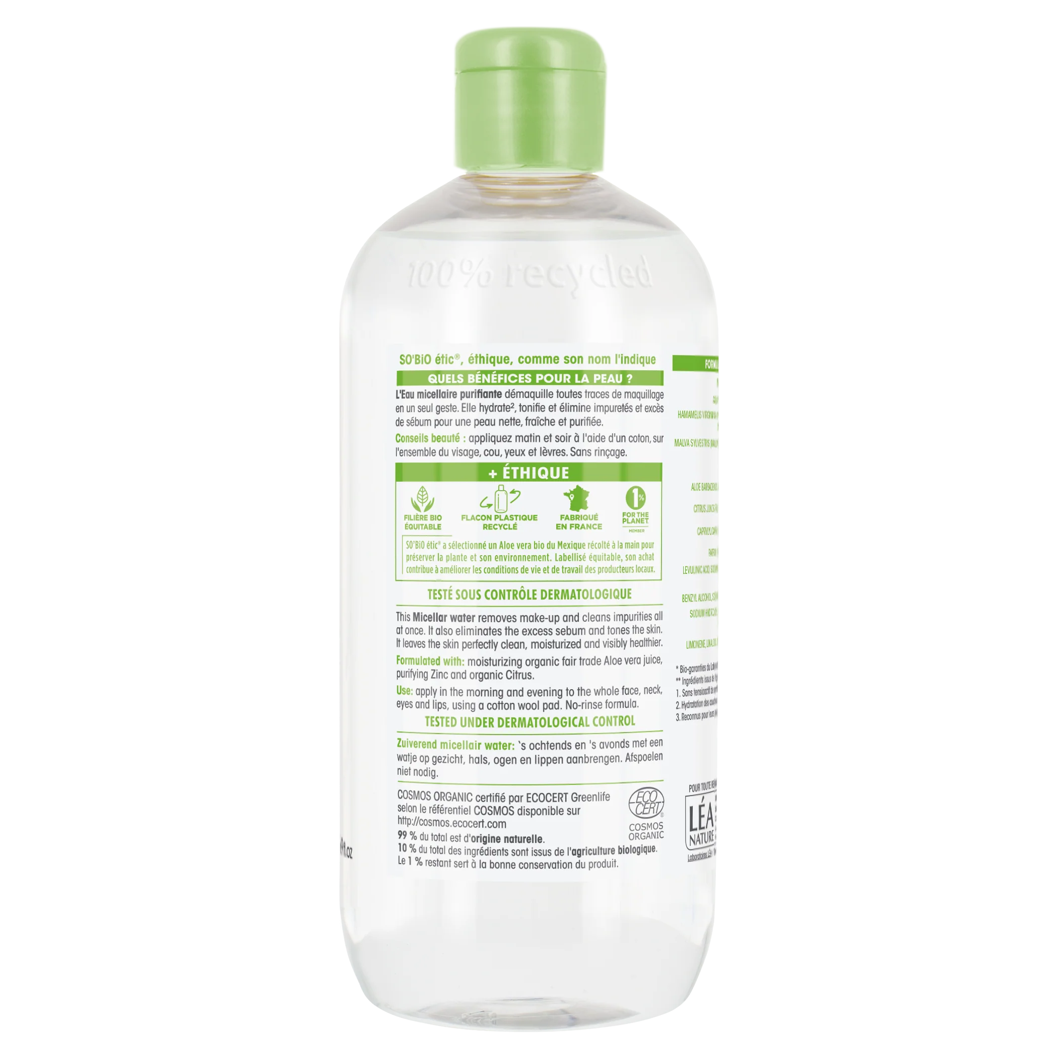 SO’BiO étic Voda micelární Aloe Vera čisticí - zinek a citrusy BIO (500 ml) - Image 2