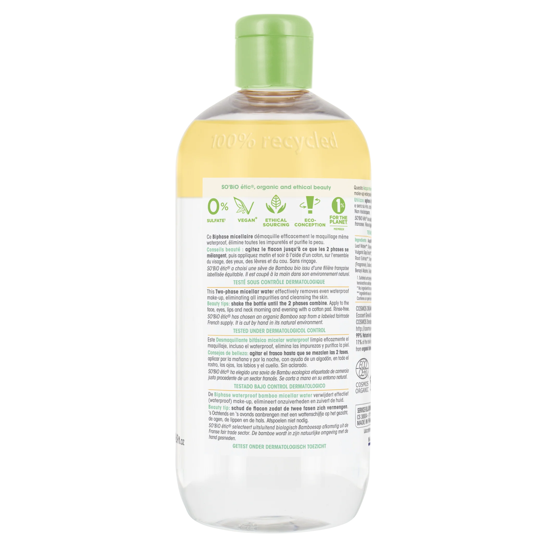 SO’BiO étic Voda micelární dvoufázová - Pur BAMBOO BIO (500 ml) - Image 2