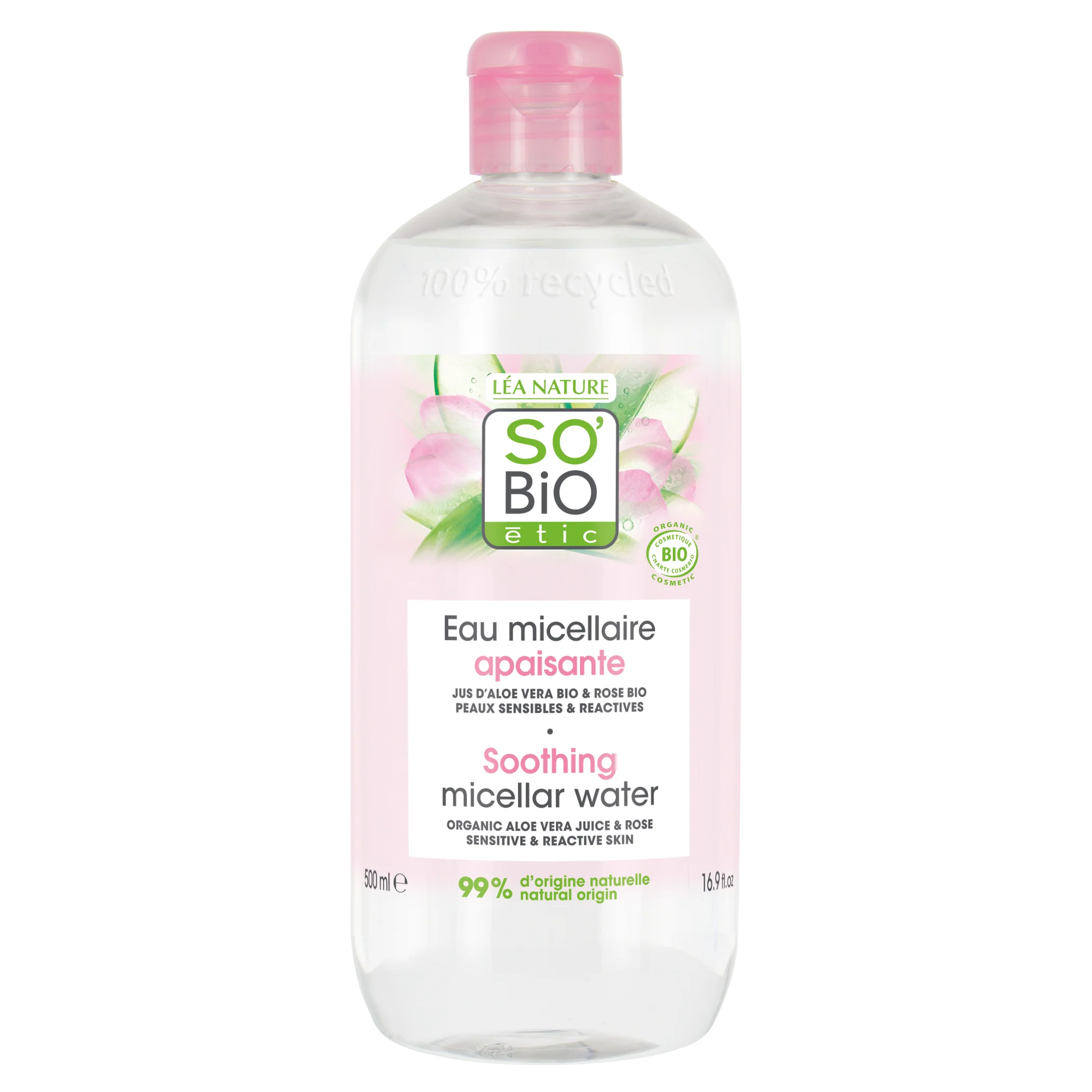 SO’BiO étic Voda micelární s Aloe Vera zklidňující BIO (500 ml)