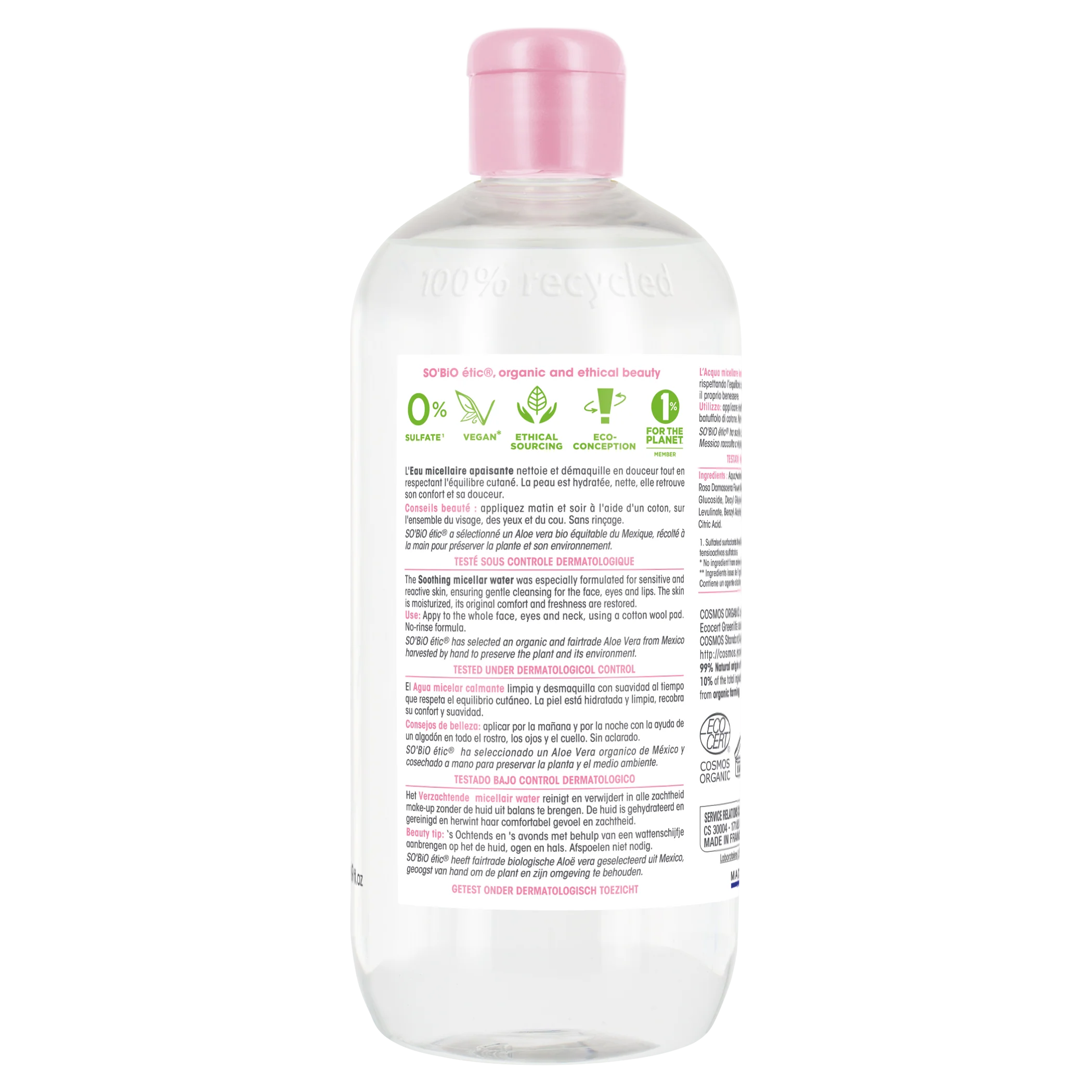 SO’BiO étic Voda micelární s Aloe Vera zklidňující BIO (500 ml) - Image 2